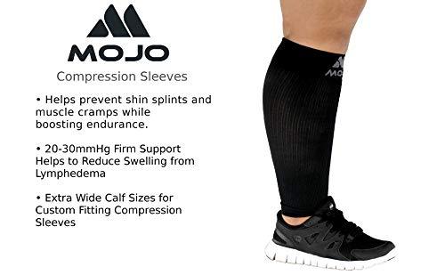 Mojo Compression Socks Mojo Compression Sleeve for Women and Men 20-30mmHg Plus Size - Men and Womens Footless Compression Socks for Travel, Airplane, Sports - Black, 6X-Large - A604