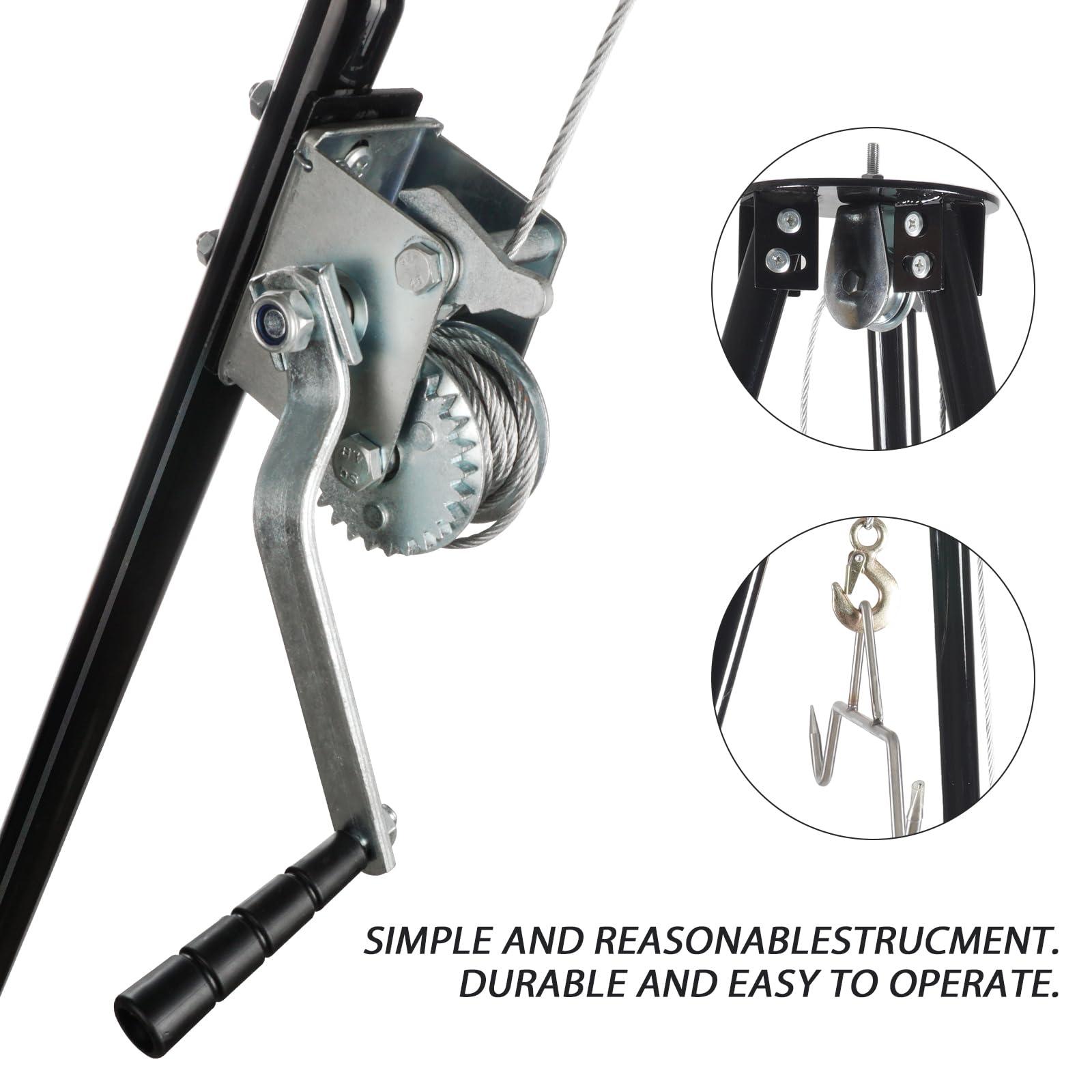 Smarkey Tripod Game Deer Hoist Stand Hanger Rack with Gambrel and Manual Winch for Hunting, Hide Skinning and Field Dressing -500 lb Capacity