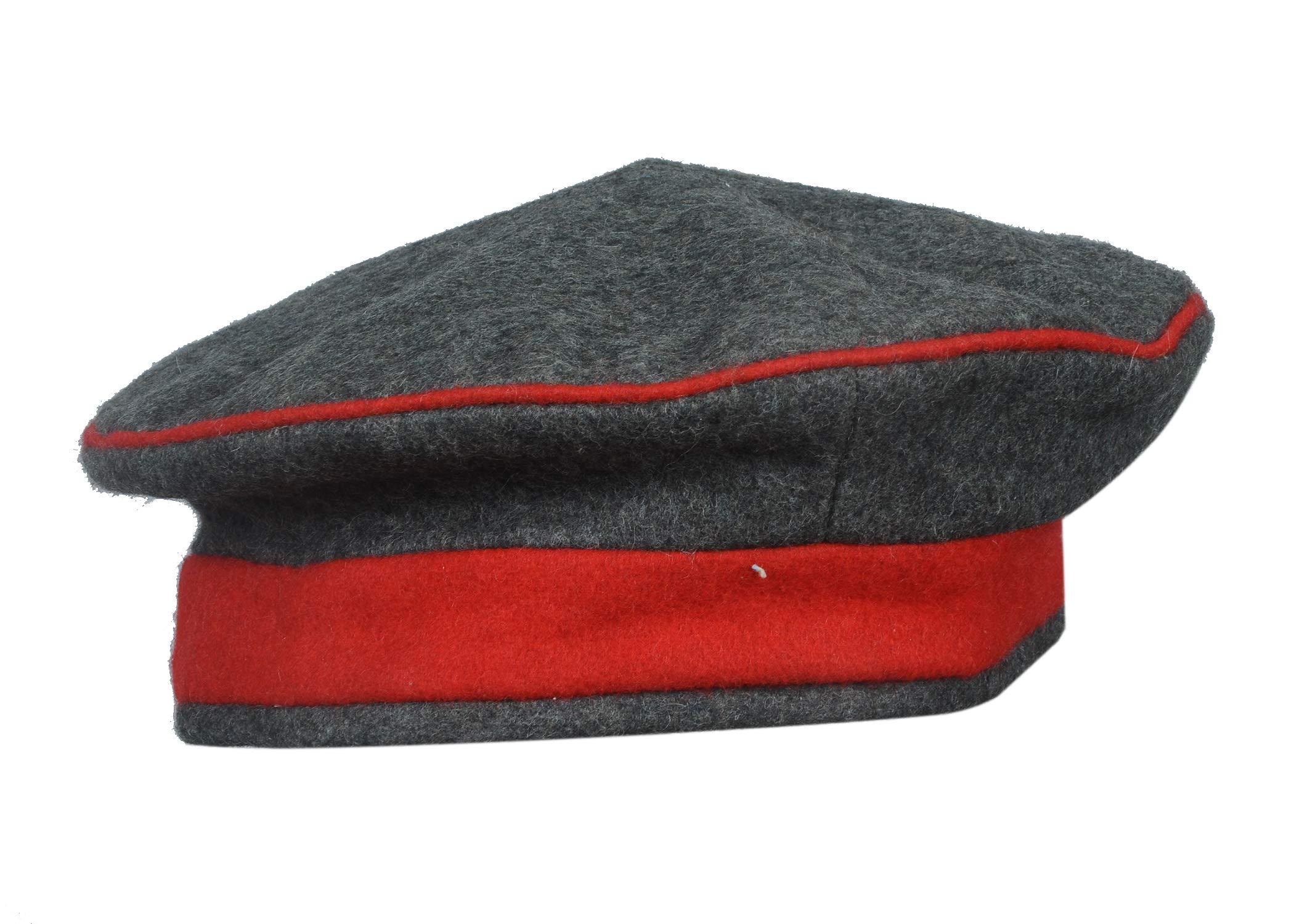 Warcraft Exports Warcraft Exports German Reproduction Kratzchen Feldmutzen Field Cap M1907 Monarchy Empire Uniform Cap (60 CM) Grey Red