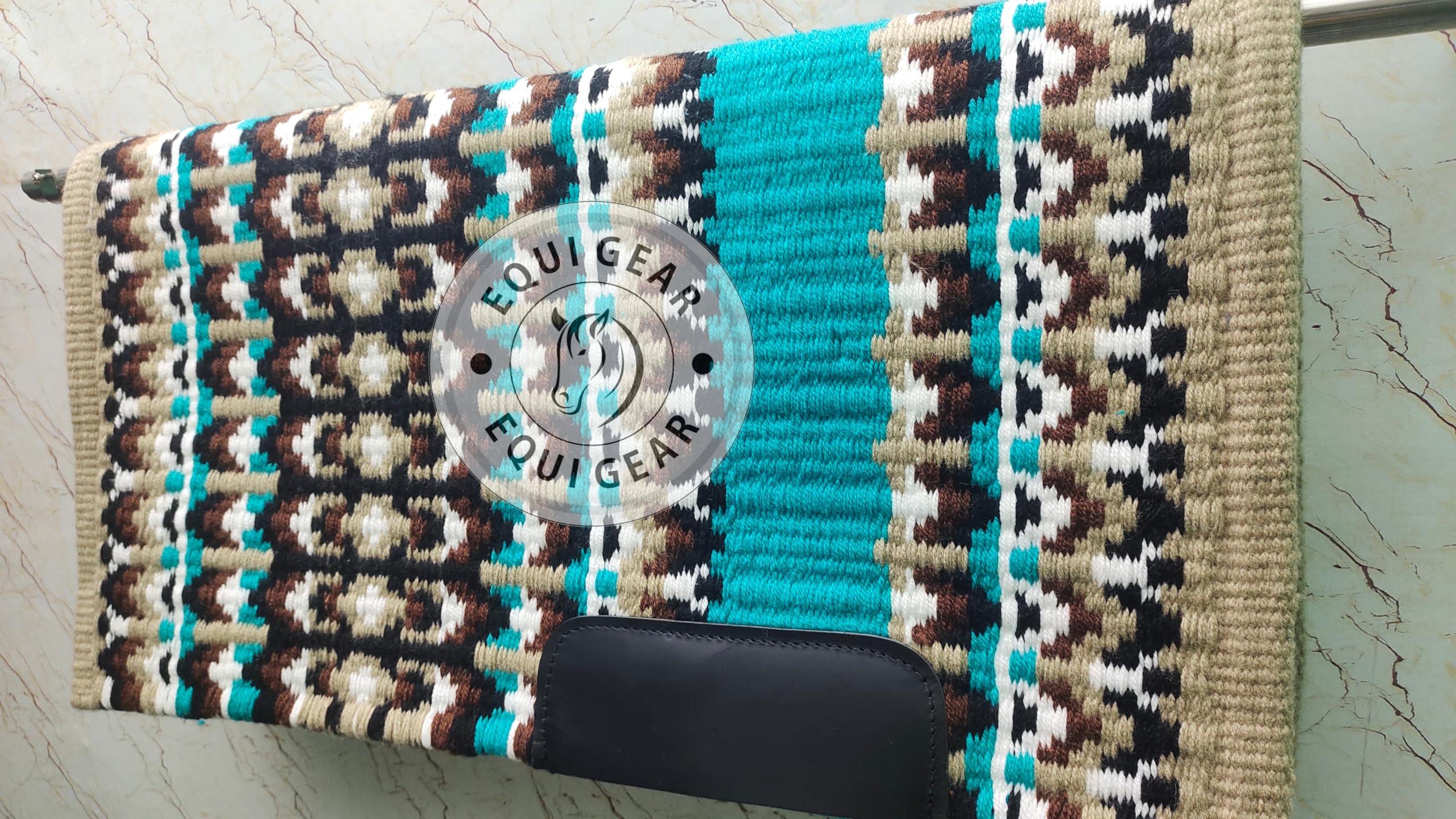 EQUIGEAR EQUIGEAR Western Ranch Horse Saddle Blanket New Zealand Wool Western Design Handmade Saddle Blanket Top Wool Pad Sensor Flex (Customization Available) ZB-077 (34" x 32")