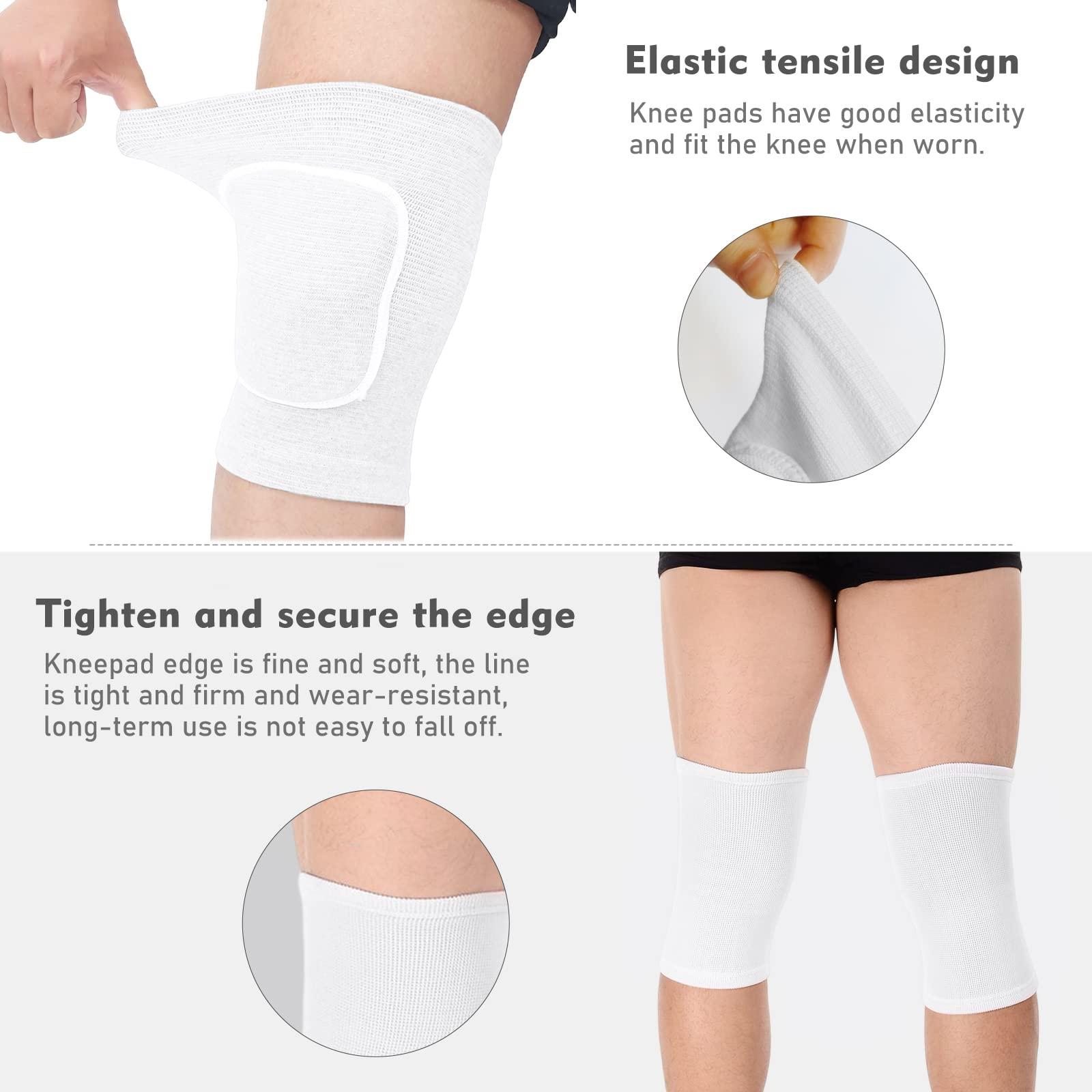 Ruizaua Volleyball Knee Pads, Soft Breathable Thick Sponge Youth Volleyball Knee Pads for Men Women Girls Knees Protective, Knee Pads for Volleyball Basketball Football Dance Workout Climbing etc Various Sports S (White)
