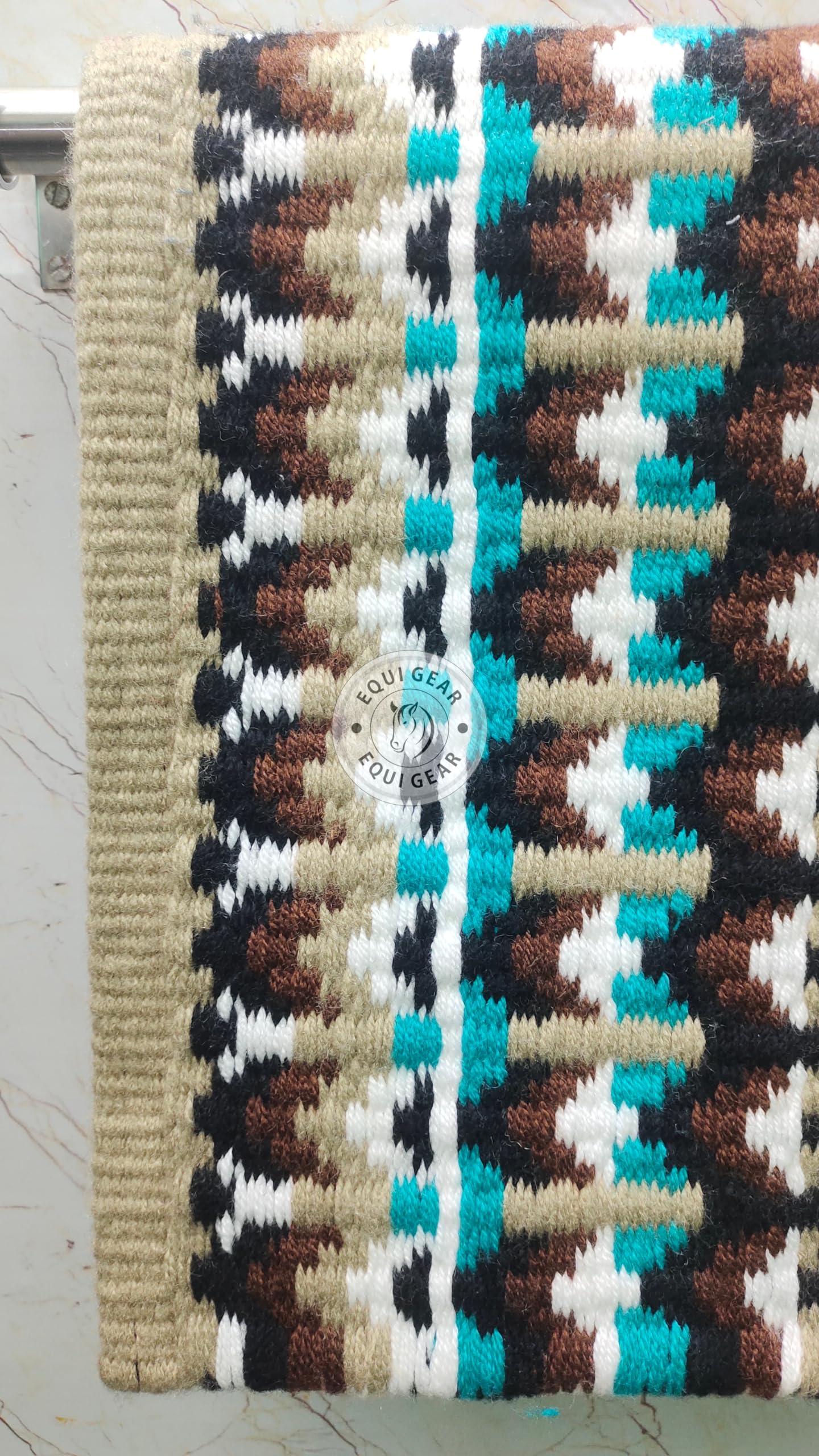 EQUIGEAR EQUIGEAR Western Ranch Horse Saddle Blanket New Zealand Wool Western Design Handmade Saddle Blanket Top Wool Pad Sensor Flex (Customization Available) ZB-077 (34" x 32")