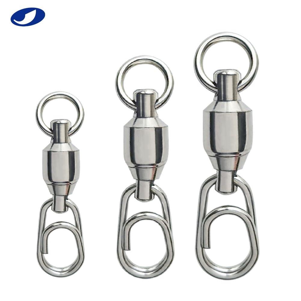 OCEAN CAT 50 Pcs Ball Bearing Fishing Swivel with Fast/Quick Snap 100% Copper Body High Carbon Stainless Steel Fishing Welded Ring Saltwater Freshwater Standard High Strength 88-132lb (#5+M (30mm), 50 Pcs)