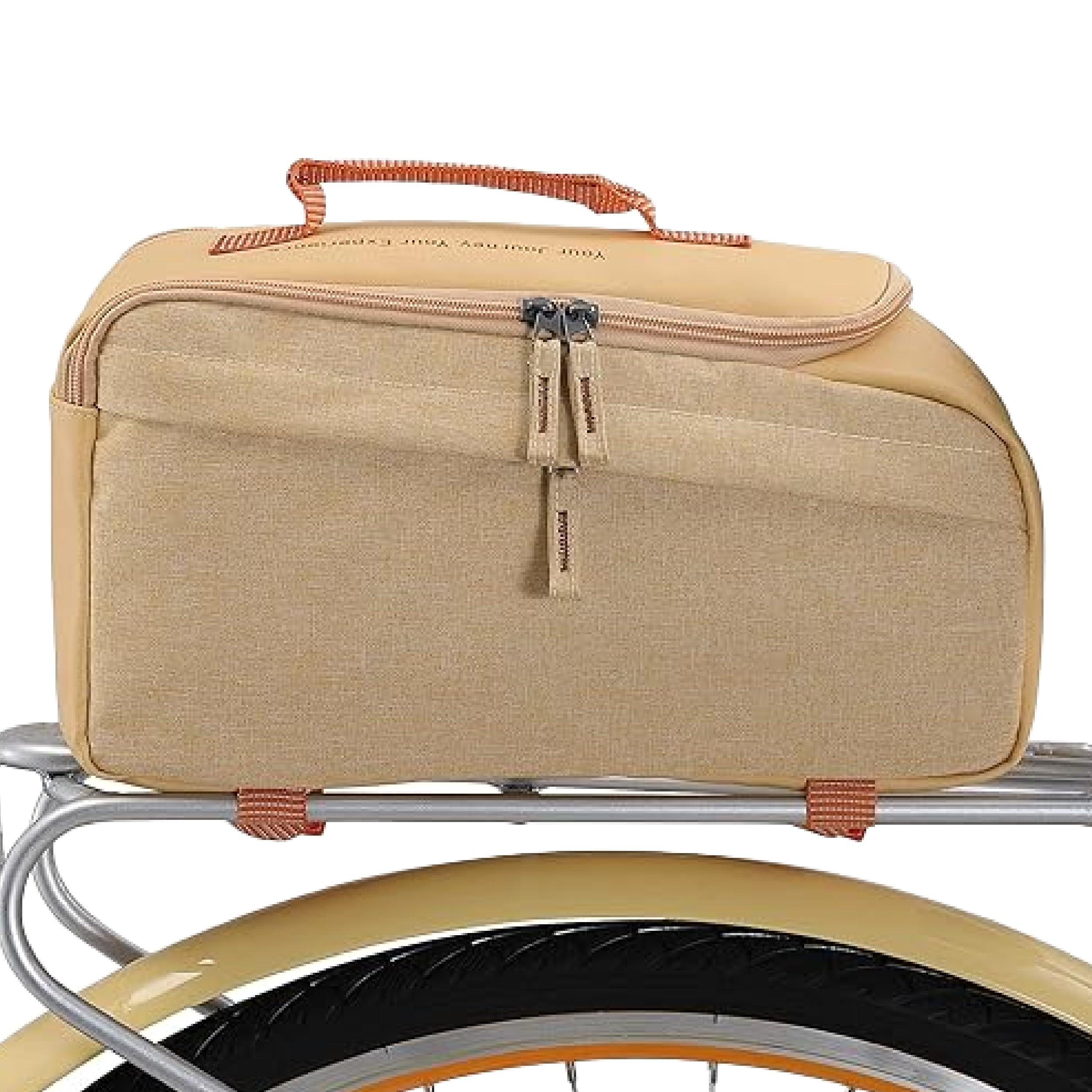 sixthreezero sixthreezero Bike Bag for Rear Rack, Waterproof Universal Bicycle Pannier for Storage, Cargo Trunk with Carry Handle, Cream w/Orange