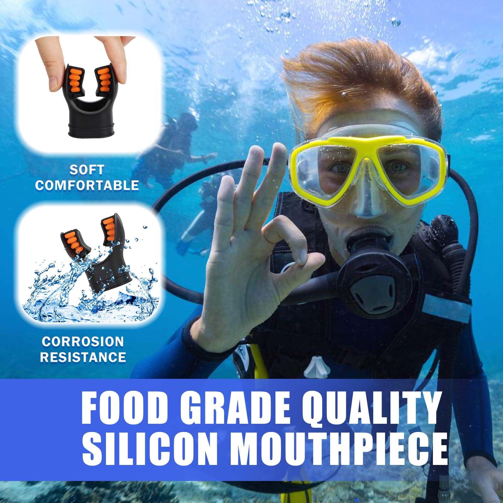 JUSTOOP JUSTOOP Scuba Diving Mouthpiece, Silicone Snorkel Mouthpiece Regulator Replacement with Regulator Tie Fits Most Standard Regulators Scuba Diving Accessories, Orange