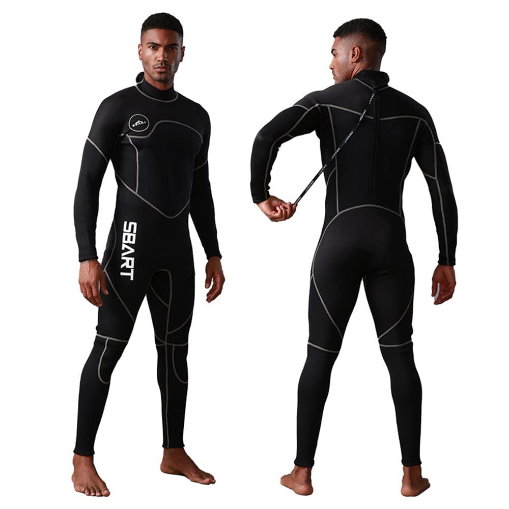 SafeMax Sbart Mens 3mm Wetsuit, Full Body Diving Suit Back Zip Wetsuit for Diving Snorkeling Surfing Swimming (X-Large)