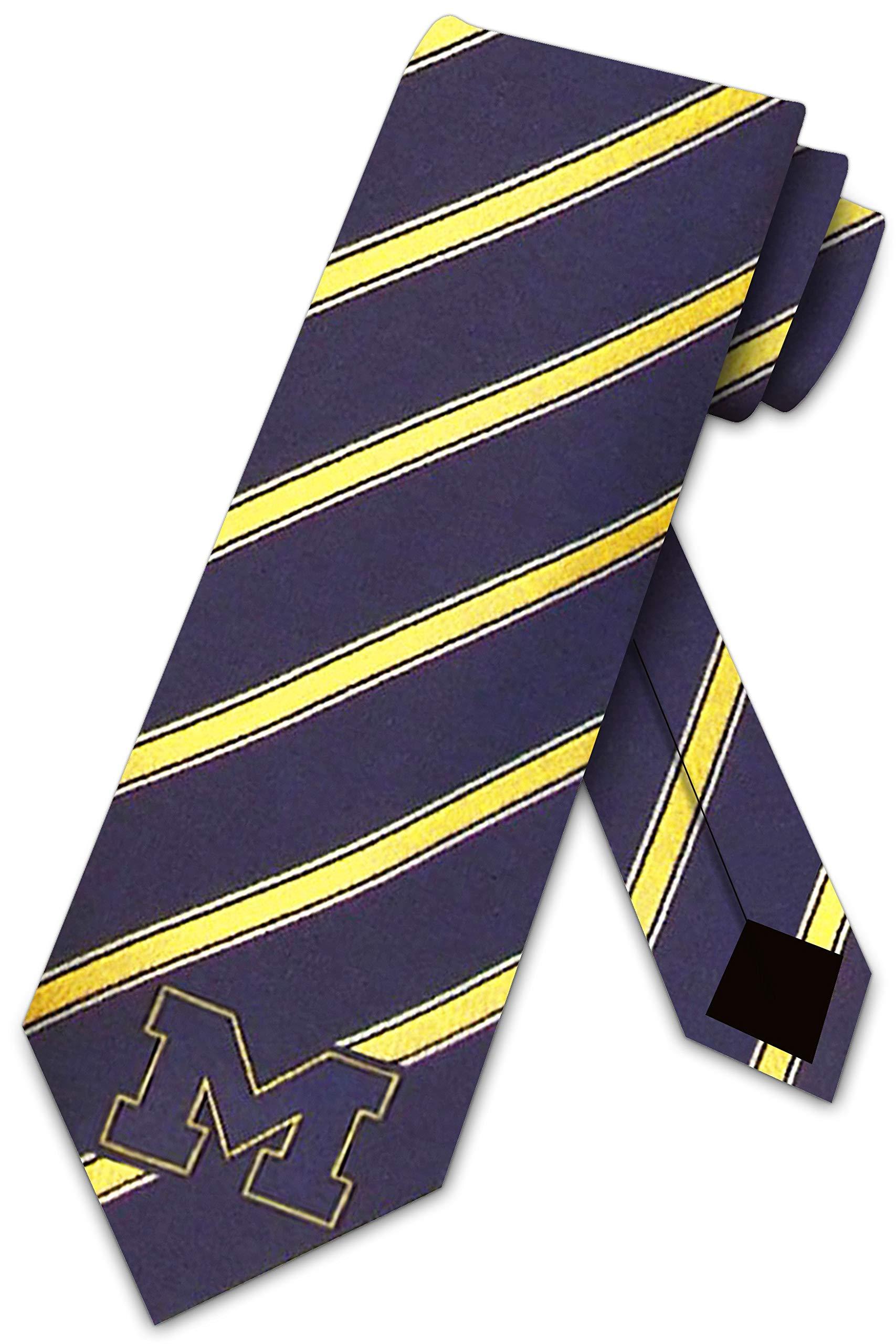 Eagles Wings Eagles Wings Michigan Ties Mens College Wolverines Sports Necktie (Stripe Microfiber)