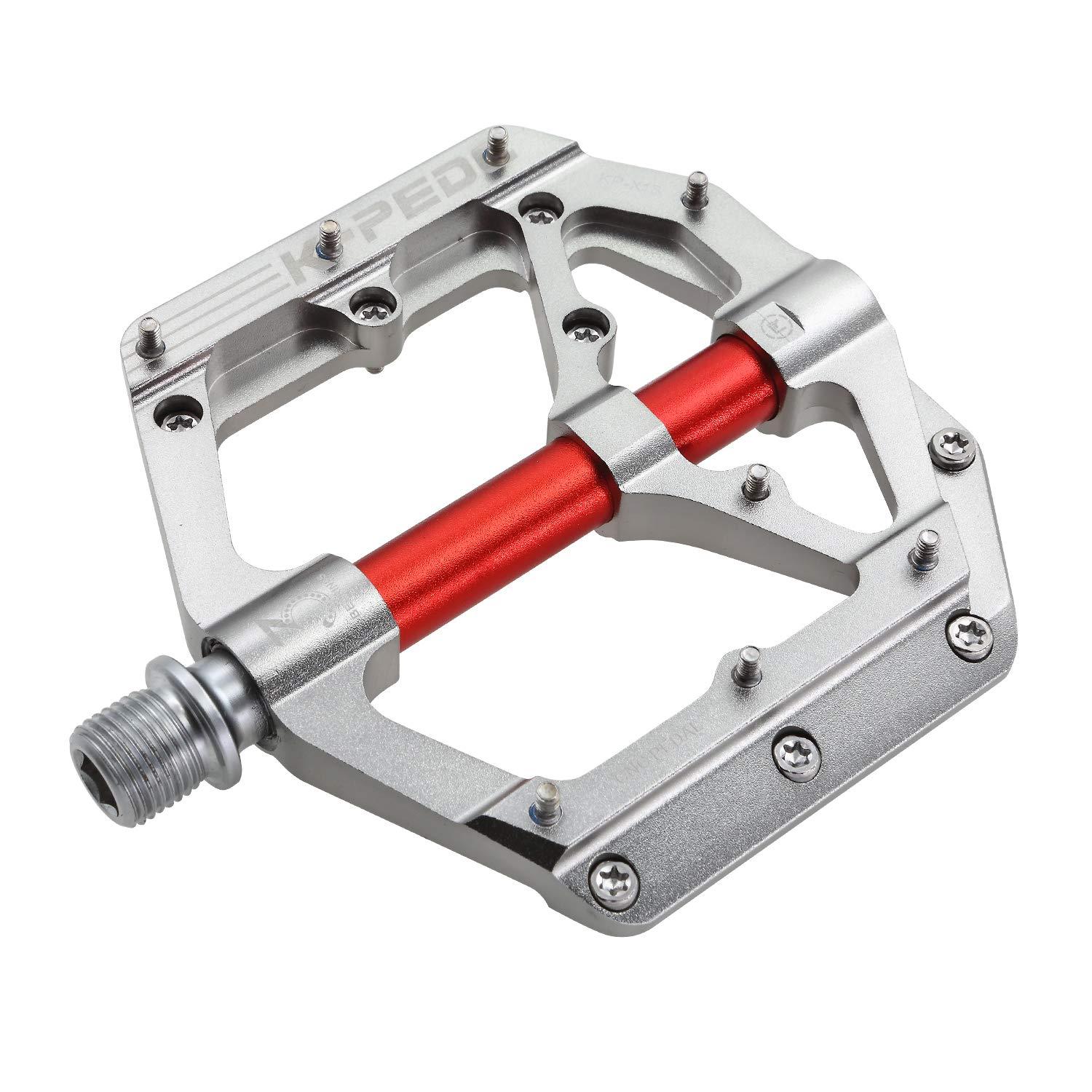 K PEDC K PEDC Aluminum Alloy 9/16" Bike Pedal MTB Wide Platform Flat Non-Slip Bicycle Pedals with 3 Bearings for Mountain Bikes, Road, BMX