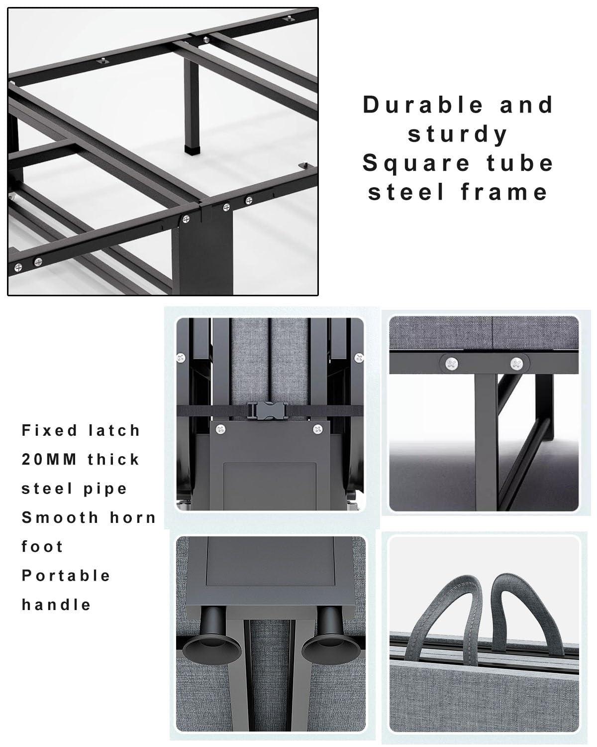 UPGENT Portable Folding Camping Cot, four fold Sleeping Cots Bed, thickened wooden Reclining Chaise, 6-speed head adjustment, folding bed with 8 universal wheels for Home, Office Nap and Outdoor ( Size : 190