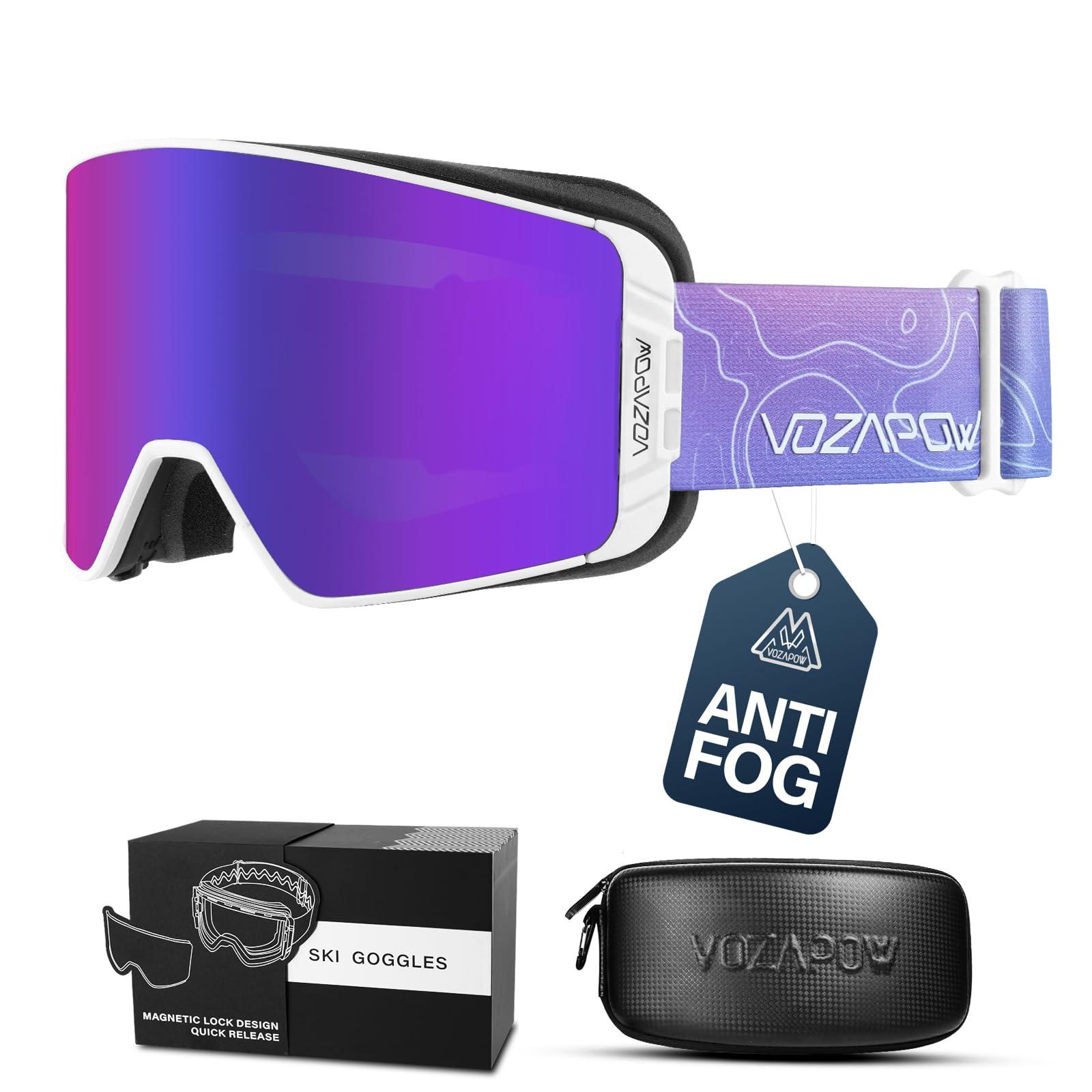 VOZAPOW VOZAPOW Ski Goggles Over Glasses Anti-Fog, Snowboard Goggles for Men Women 100% UV Protection Magnetic Interchangeable lens