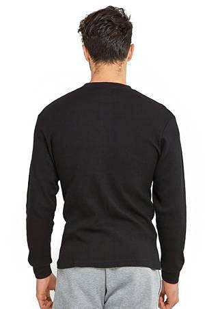 TOP PRO Men's Classic Fit Heavy Weight Waffle Thermal Shirt (2XL, Black)