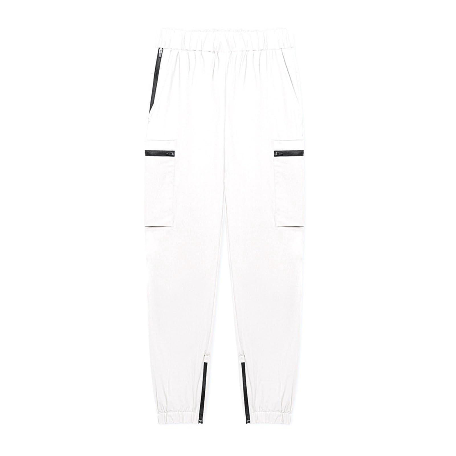 RGCKle Men's Athletic Gym Workout Open Bottom Sweatpants Slim Fit Workout Training Gym Jogger Pants Premium Men's Joggers White