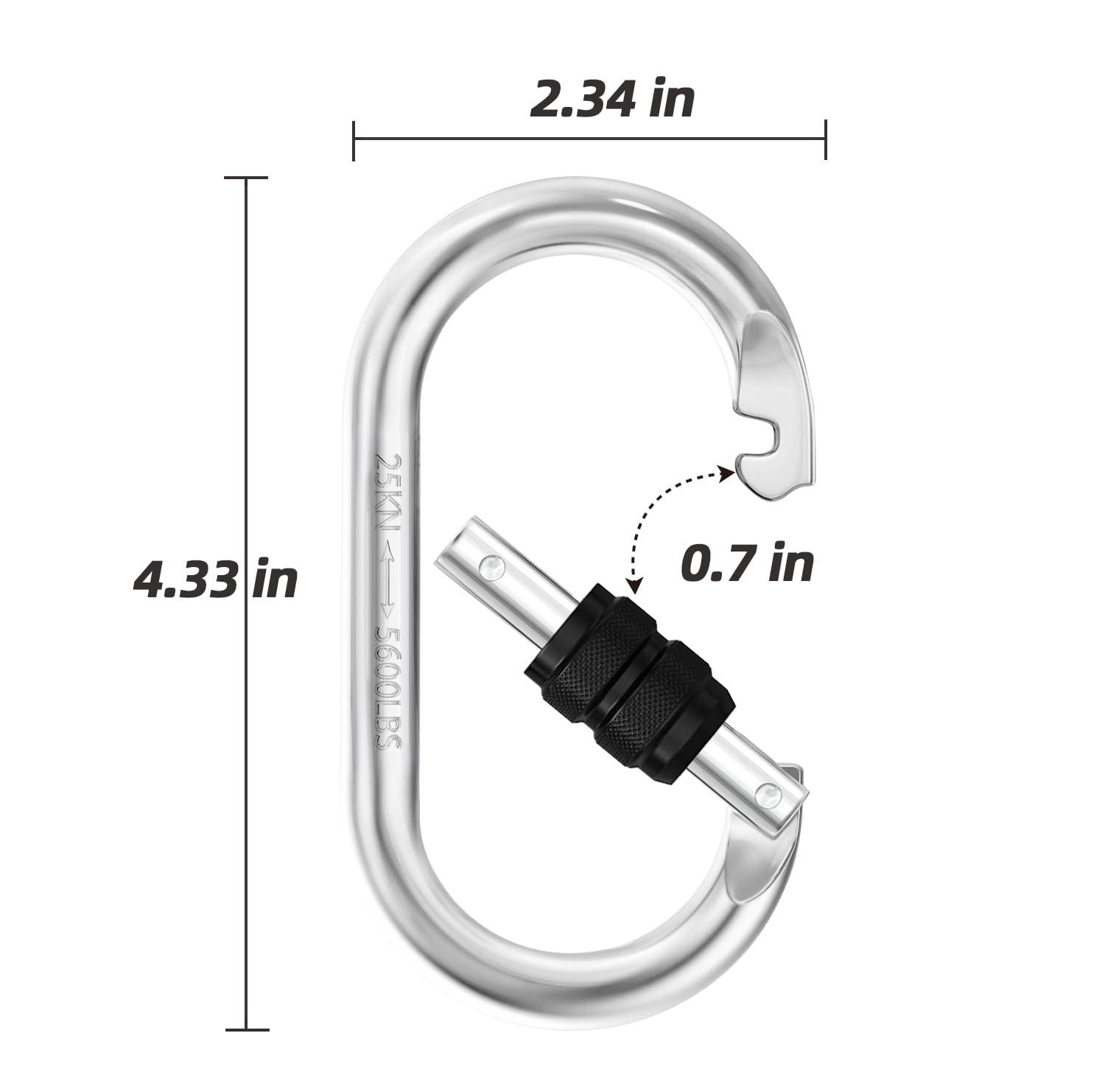EZYA EZYA Carabiner Clips Heavy Duty 25KN/5600LB - 4.3\" Large Caribiniers for Hammocks, Rigging, Gym, Yoga - Steel Caribeana, 2PCS