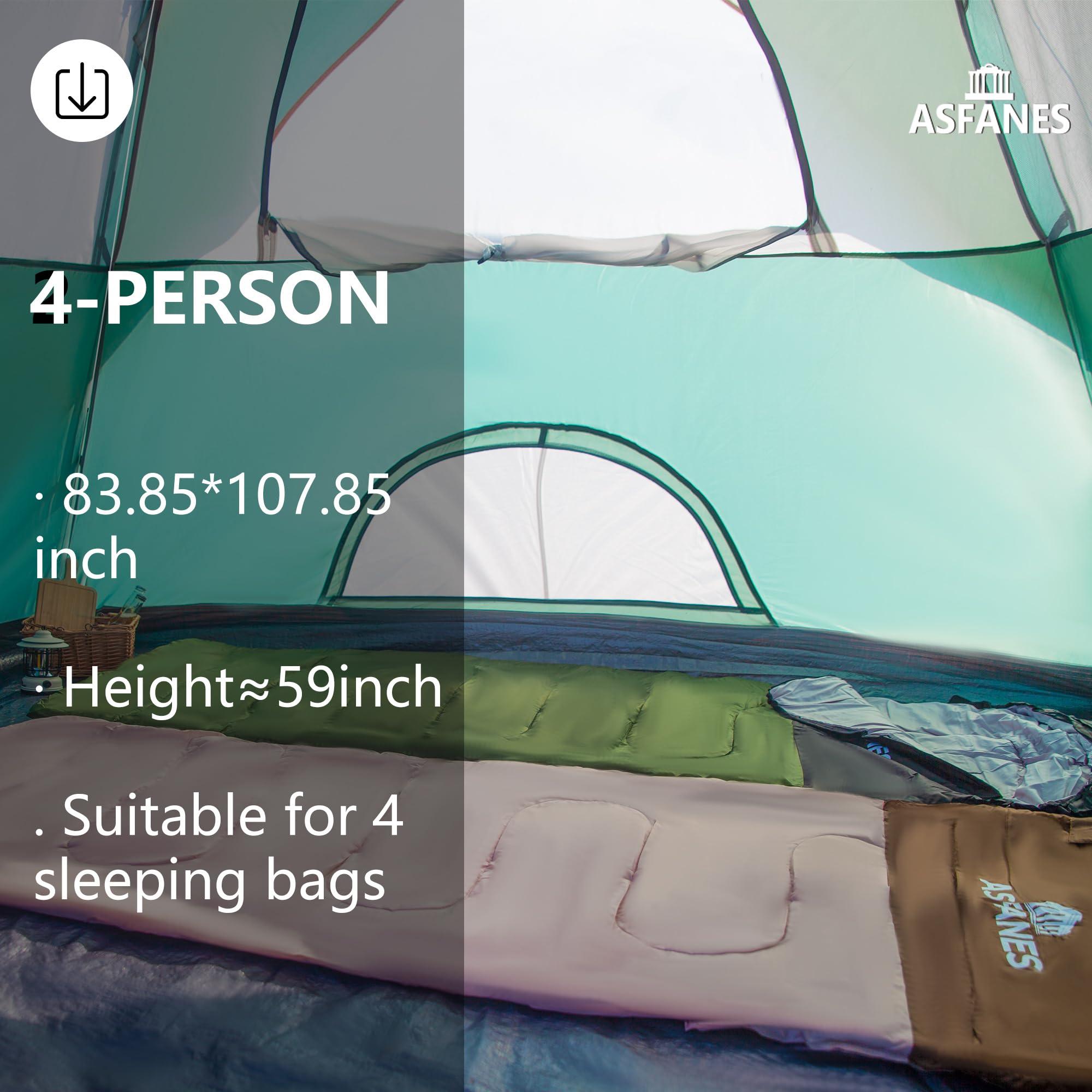 ASFANES ASFANES 4 Person Waterproof Tents for Camping Easy Setup Outdoor Portable Backyard Camping Tents Suitable for Car, Backpacking, Hiking, Picnic or Fishing, Army Green
