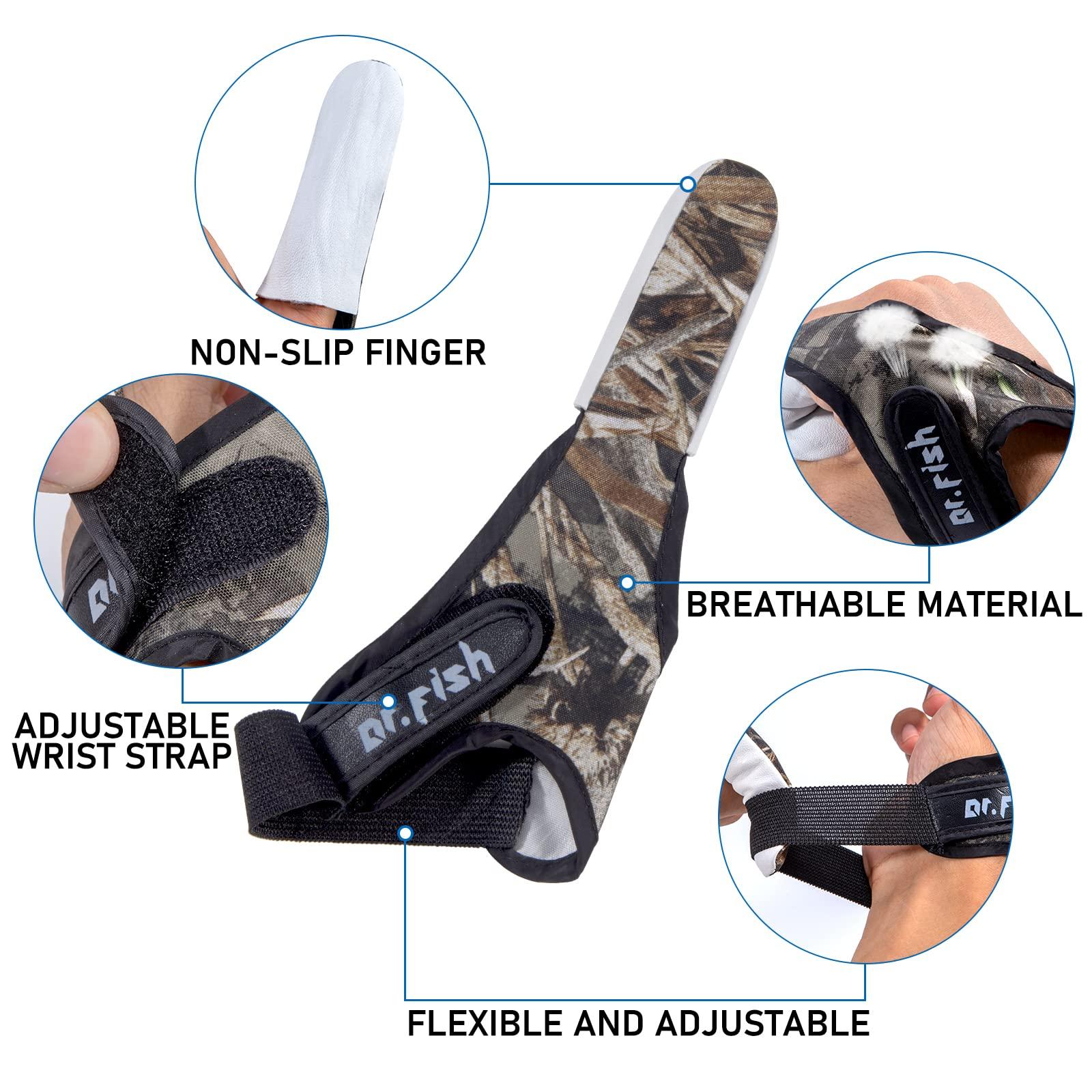 Dr.Fish Dr.Fish 2 Pieces Fishing Gloves Casting Finger Stall Protector Anti-Slice Saltwater Trolling Surf Fishing Braid Line Anti-Slip Cooftable Woolen Size XXL