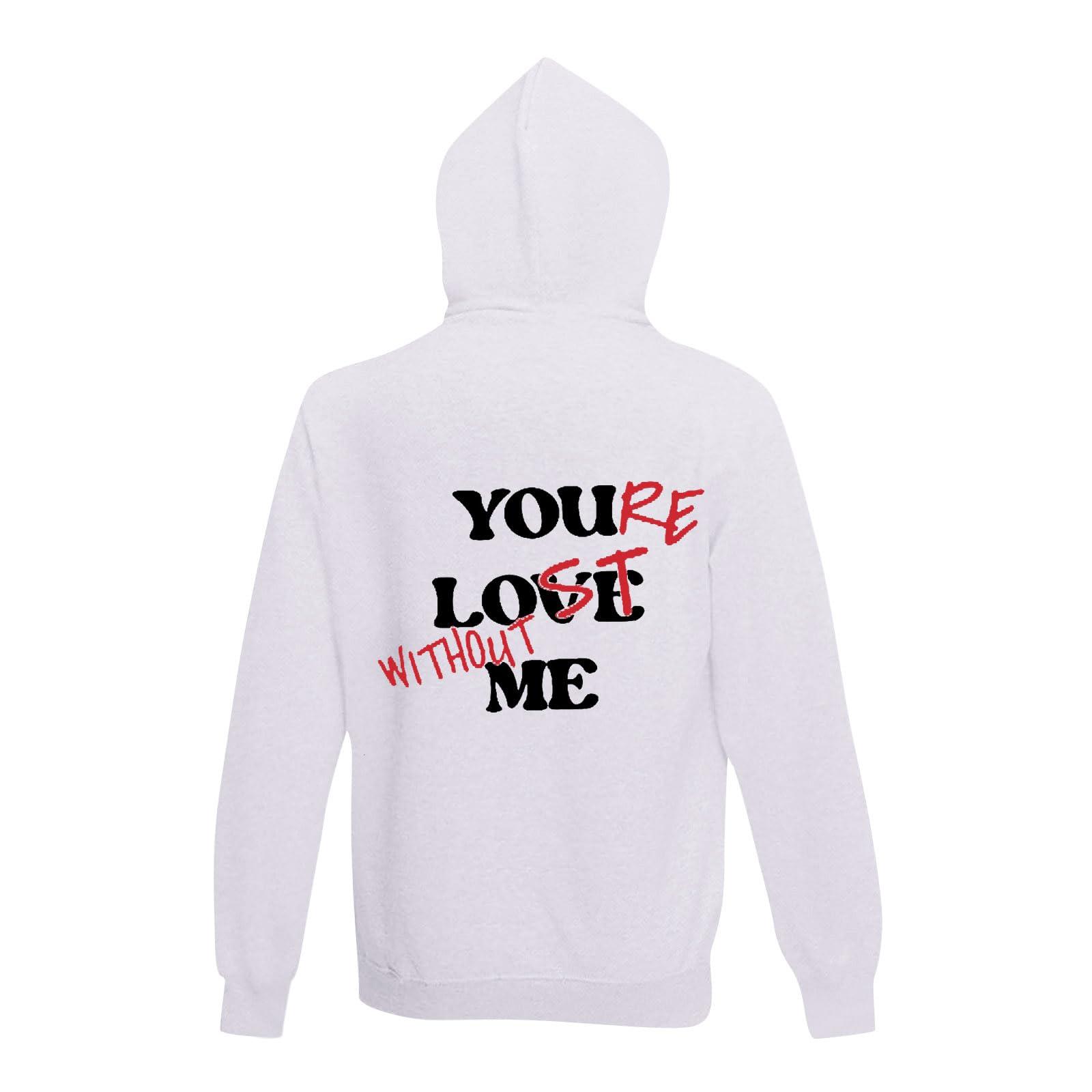 WENKOMG1 WENKOMG1 Mens Casual Hoodies,Lost Without Me Printed Sweatshirt Basic Winter Fall Pullover Long Sleeve Trendy Pullover,Cropped Sweatshirt Sleeveless Hoodie Men Graphic Hoodies(White,XX-Large)