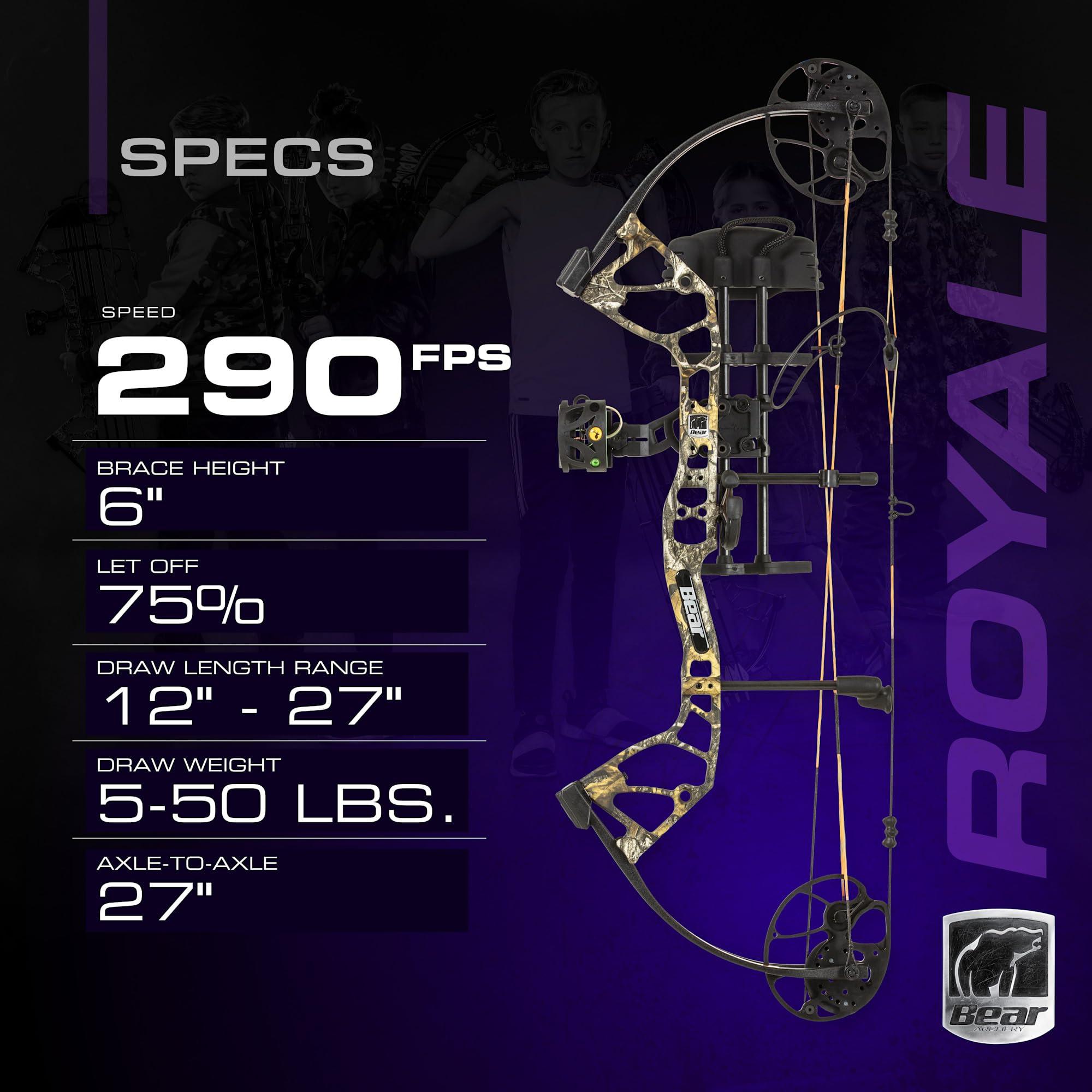 Bear Archery Bear Archery Royale Ready to Hunt Compound Bow Package for Adults and Youth, Left Hand, Shadow