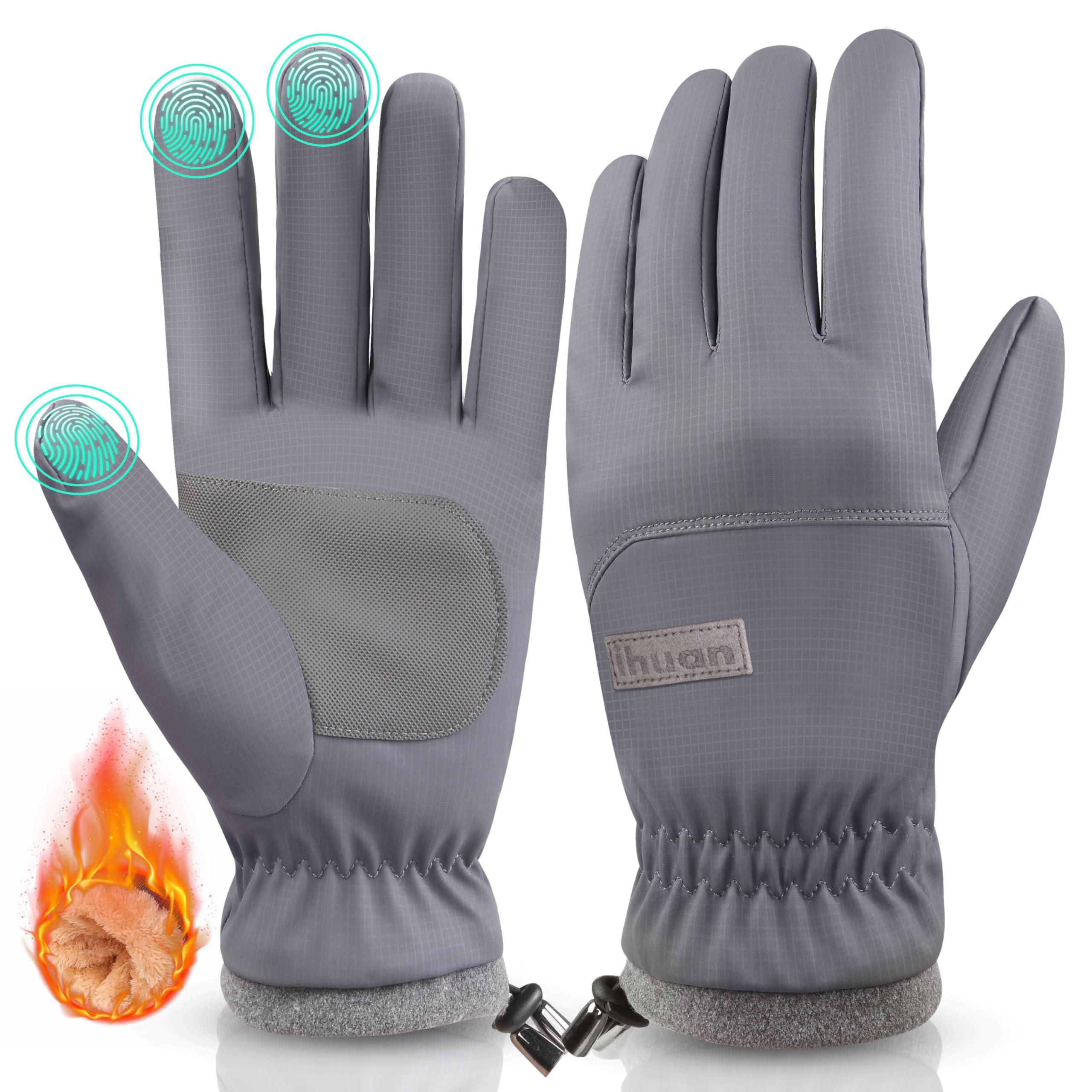 ihuan ihuan Winter Waterproof Ski Gloves Men Women, Snow Warm Cycling Cold Weather, Driving Biking Running