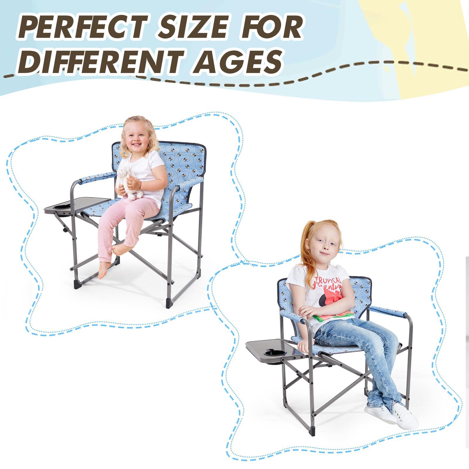 Busy Bee Busy Bee Kids Director Camping Chair with Foldable Side Table, Lightweight, Flat Folding, Compact and Portable, Perfect Kid Beach Chairs, Supports 150 Lbs.
