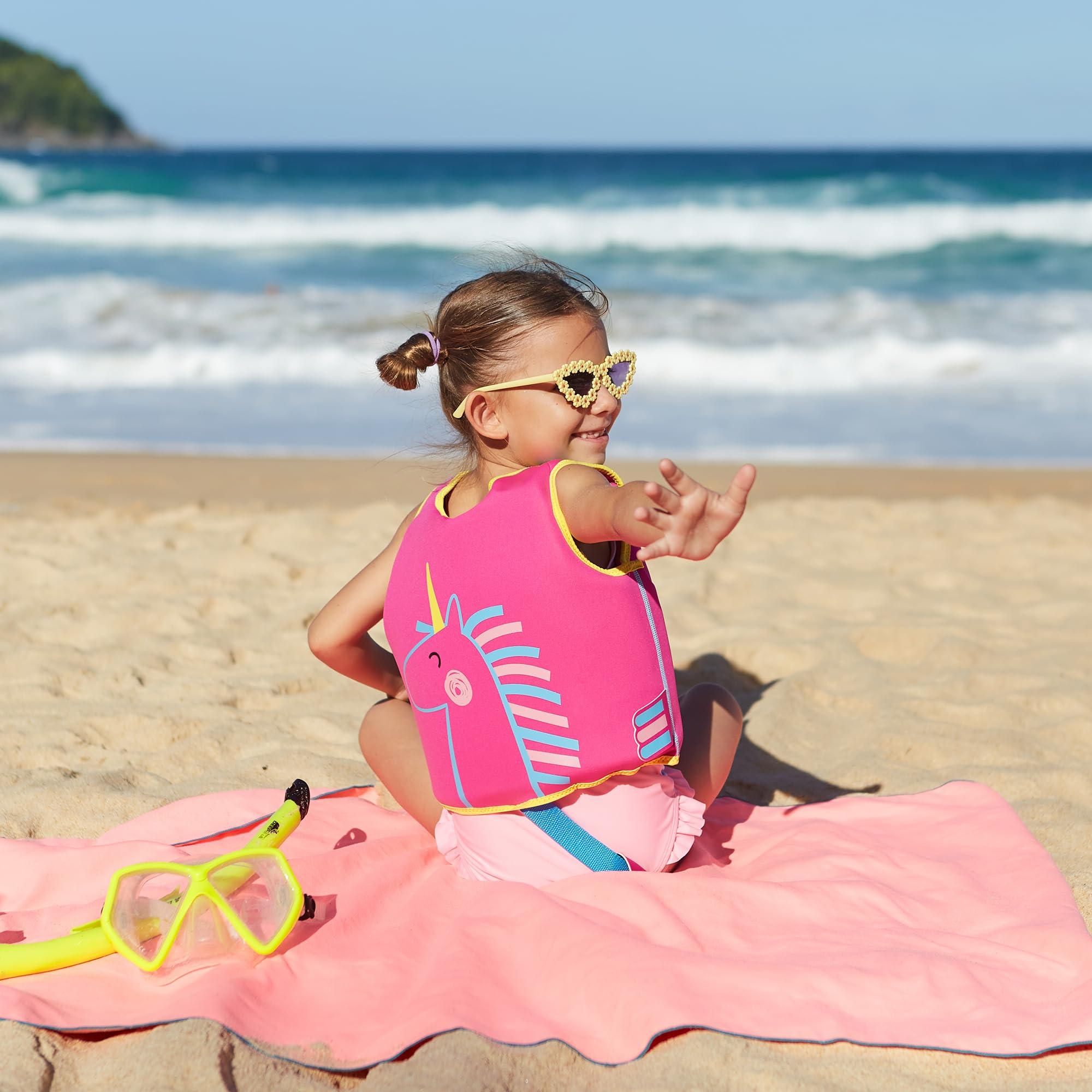 OSHYLE OSHYLE Premium Neoprene Swim Vest for Kids - with Adjustable Safety Straps Age 1-9,Ideal Buoyancy Swim Aid for Boys, Girls, and Toddlers (Unicorn, M(3-6))