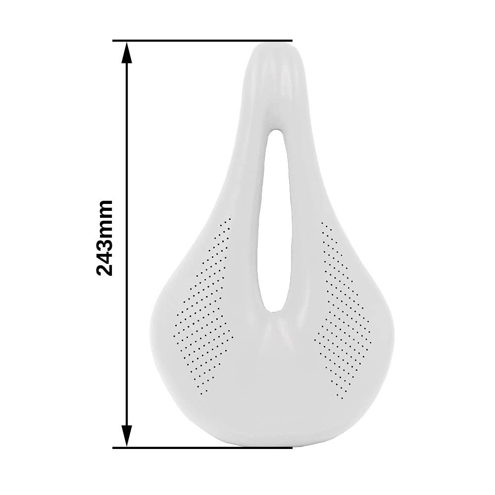 WALGUN WALGUN Lightweight Carbon Fiber Bike Seat for Men Women Comfortable Leather Cover MTB Mountain Road Bike Carbon Rail Bicycle Saddle Cushion - 143mm/155mm (White, 155mm)