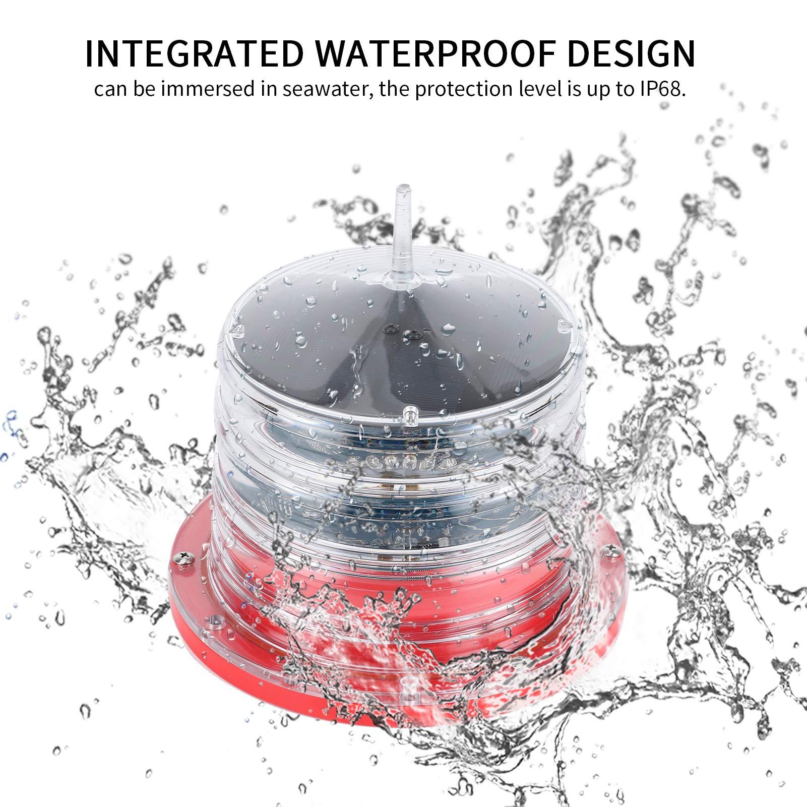 Aramox Boat Navigation Lights, Solar Power Beacon Light LED Flashing Floating Lamp IP68 Waterproof for Marine Ship Boat