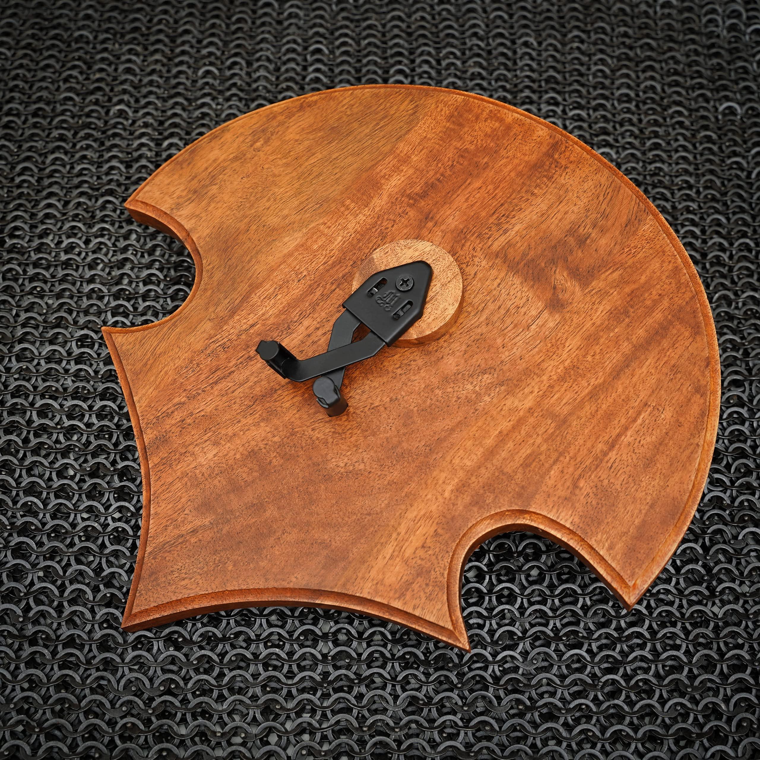 Mythrojan Mythrojan Wooden Sword Wall Mount Medieval Sword Plaque Sword Holder for Display Holder with Hardware Sword Hanger Wall Vertical Mount Single Rack Display Holder Home Dcor, Natural - 11.75\" x 11.75\"