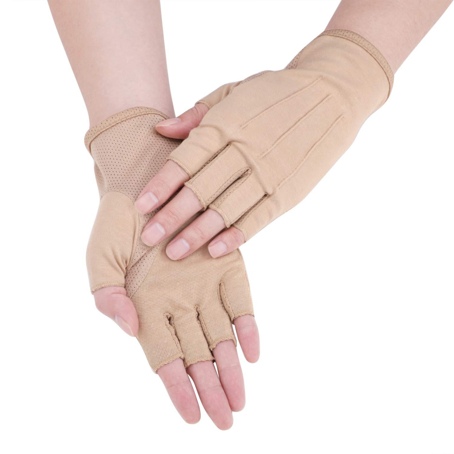 Ylucky Ylucky Lightweight Summer Fingerless Gloves Men Women UV Sun Protection Driving Cotton Gloves Nonslip Touchscreen Gloves
