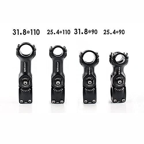 Qikour Bike Stem Adjustable 60 Degree 31.8mm (1-1/4") / 25.4mm (1") Handlebar Stem for MTB, Road Bike, Fits Standard 28.6mm (1-1/8") Steering Tube (25.4 x 90mm, 25.4mm Handlebar & 28.6mm Steering Tube)