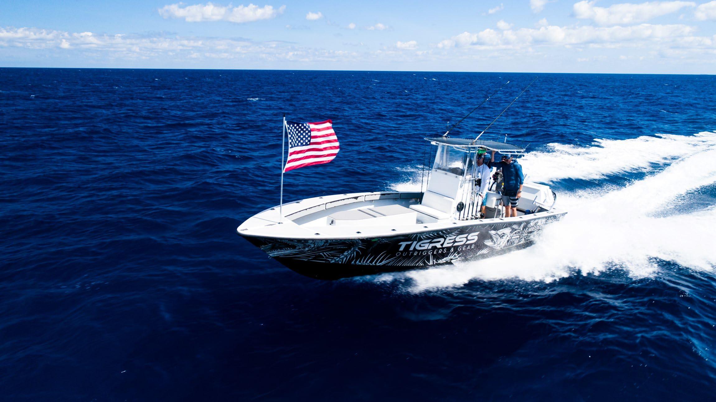 Tigress Outriggers & Gear Tigress XD Flag Pole Holds Sandbar or Dive Flags, Durable Easy to Store Rod Holder Flag Pole with Gimbal Butt Makes Flying in Any Rod Holder a Breeze, 42\" Pole