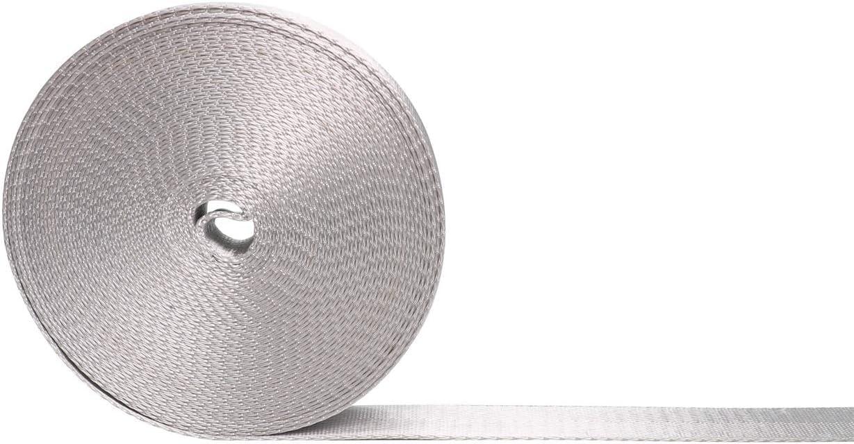 Devobunch Devobunch Nylon Webbing Straps, 1 Inch Wide Heavy Duty Nylon Strap, Durable Flat Rope Webbing, 10 and 25 Yard Roll for Backpack Strapping, Tie-Down, Dog Leash, 18 Vibrant Colors (Grey, 25 Yard)