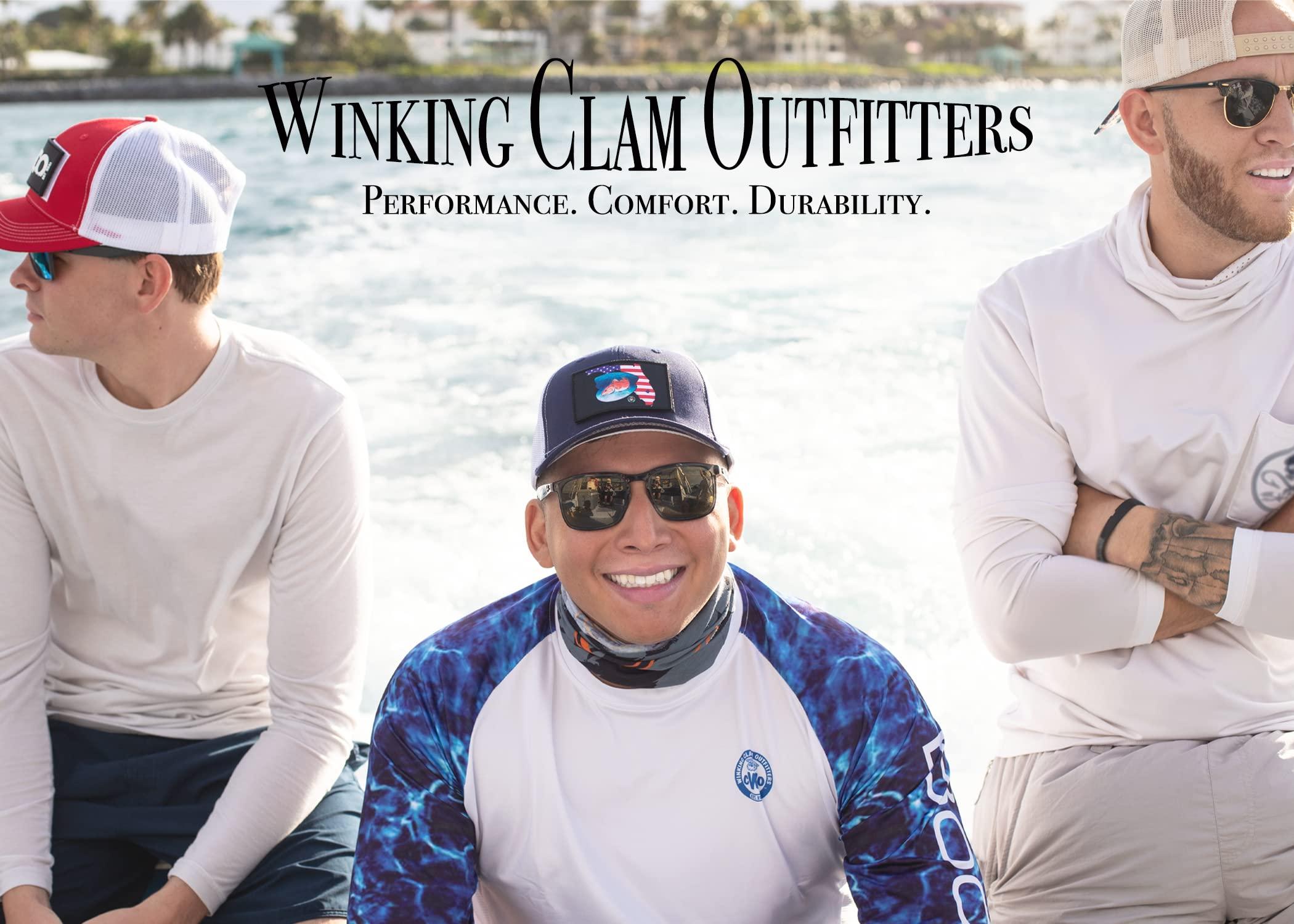 Winking Clam Outfitters Fishing Gear Fishing Shirt Mens Fishing Shirts for Men Long Sleeve - Fishing Gifts for Men - Fishing Clothes for Men Vented Sunproof SPF UPF 50 Fishing Apparel UV Protection Fishing T Shirts - Medium