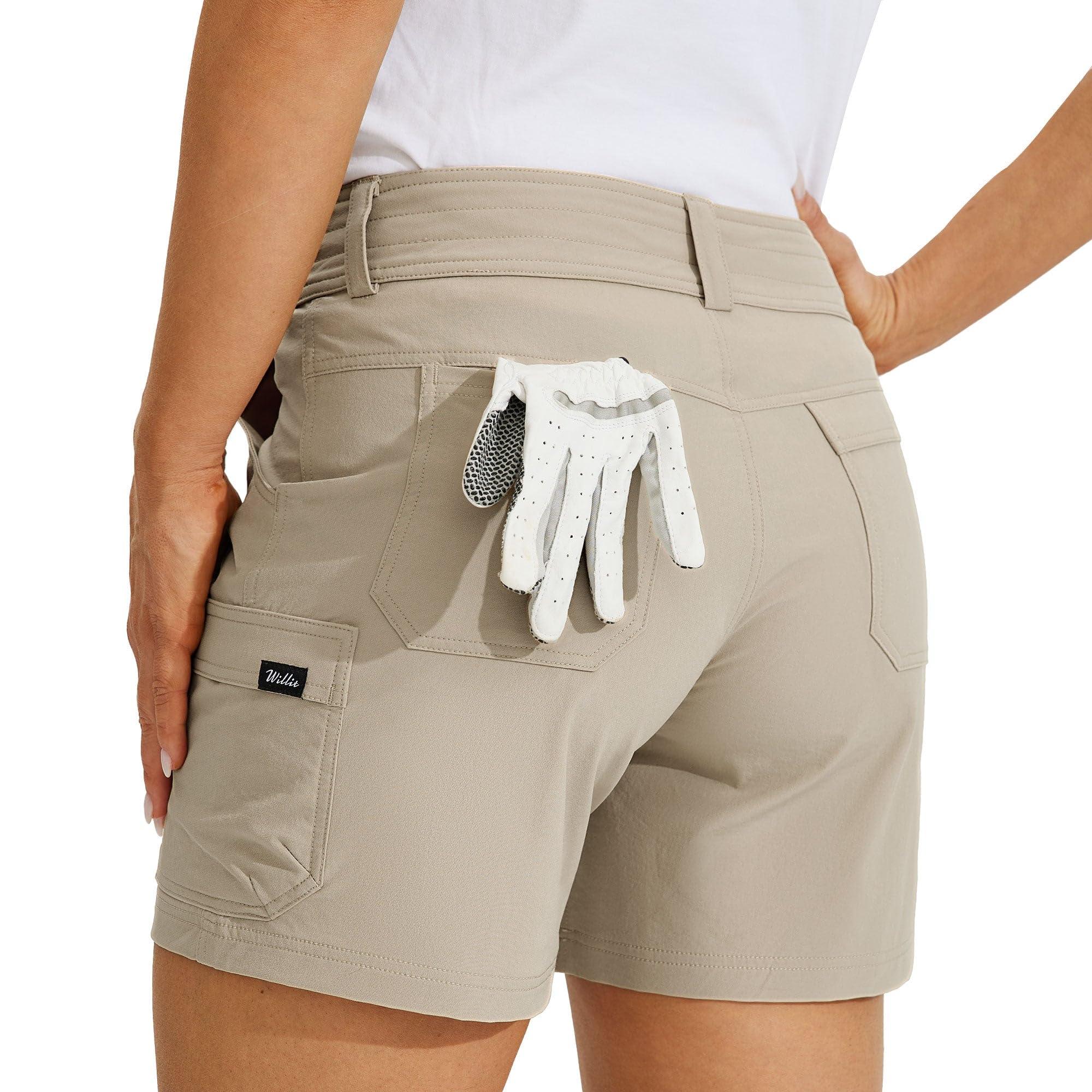Willit Willit Women\'s Golf Shorts Hiking Cargo Shorts Quick Dry Athletic Casual Summer Shorts with Pockets 5\" Khaki 8