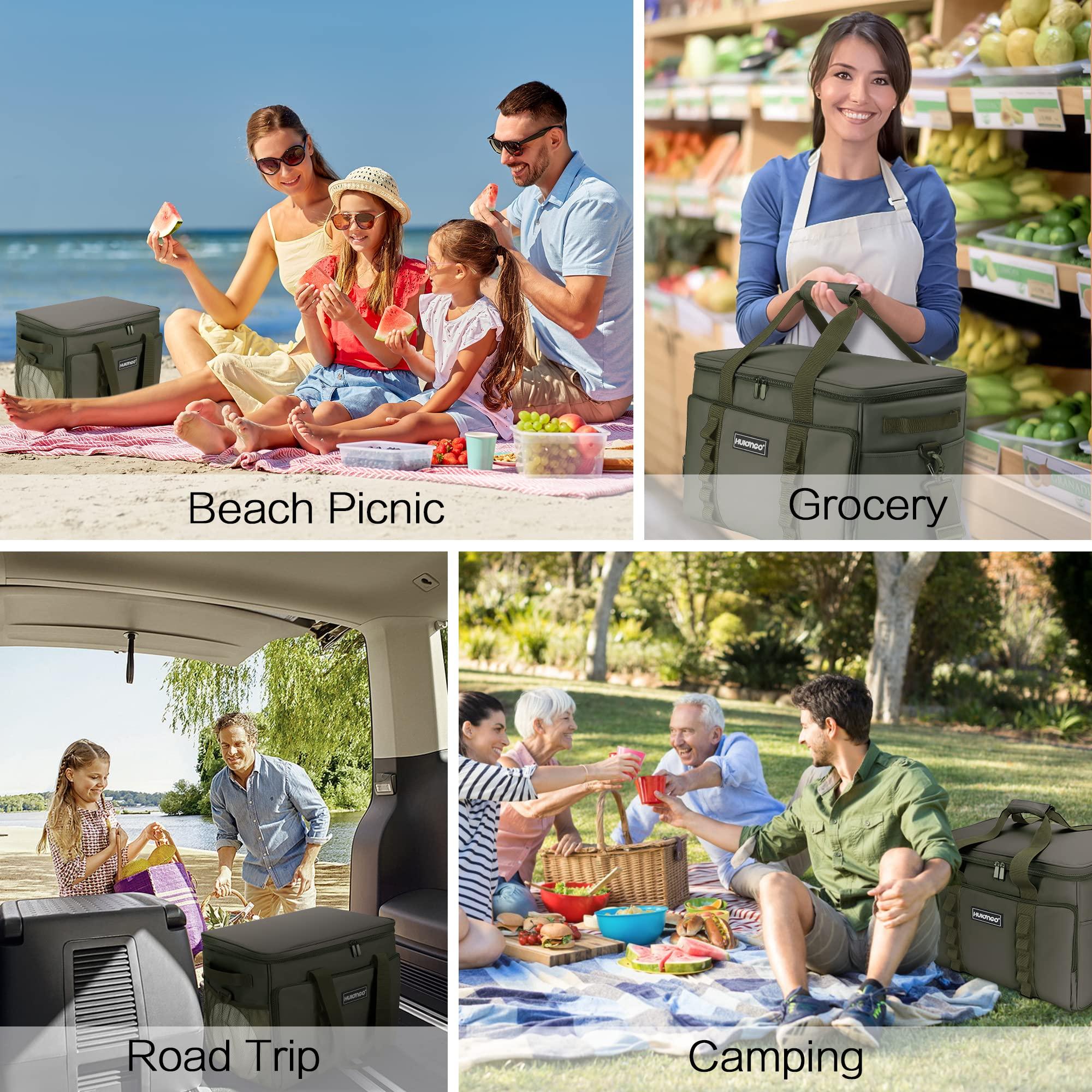 Hulongo Cooler Bag 32L 48-Cans Collapsible Coolers Bag Soft Insulated Cooler Portable Foldable Large Cooler Leakproof Soft Ice Chest for Camping, Beach, Fishing, Travel, Outdoor, Grocery