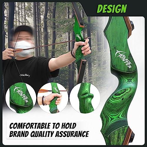 HANDBAIGE Black Hunter 60\" Takedown Archery Recurve Bows for Adults Solid Wood Bow Riser and Glass Fiber Bamboo Maple Laminated Bow Limbs 20-60lbs Hunting Bows for Men and Women Right Hand Recurve Bow Set