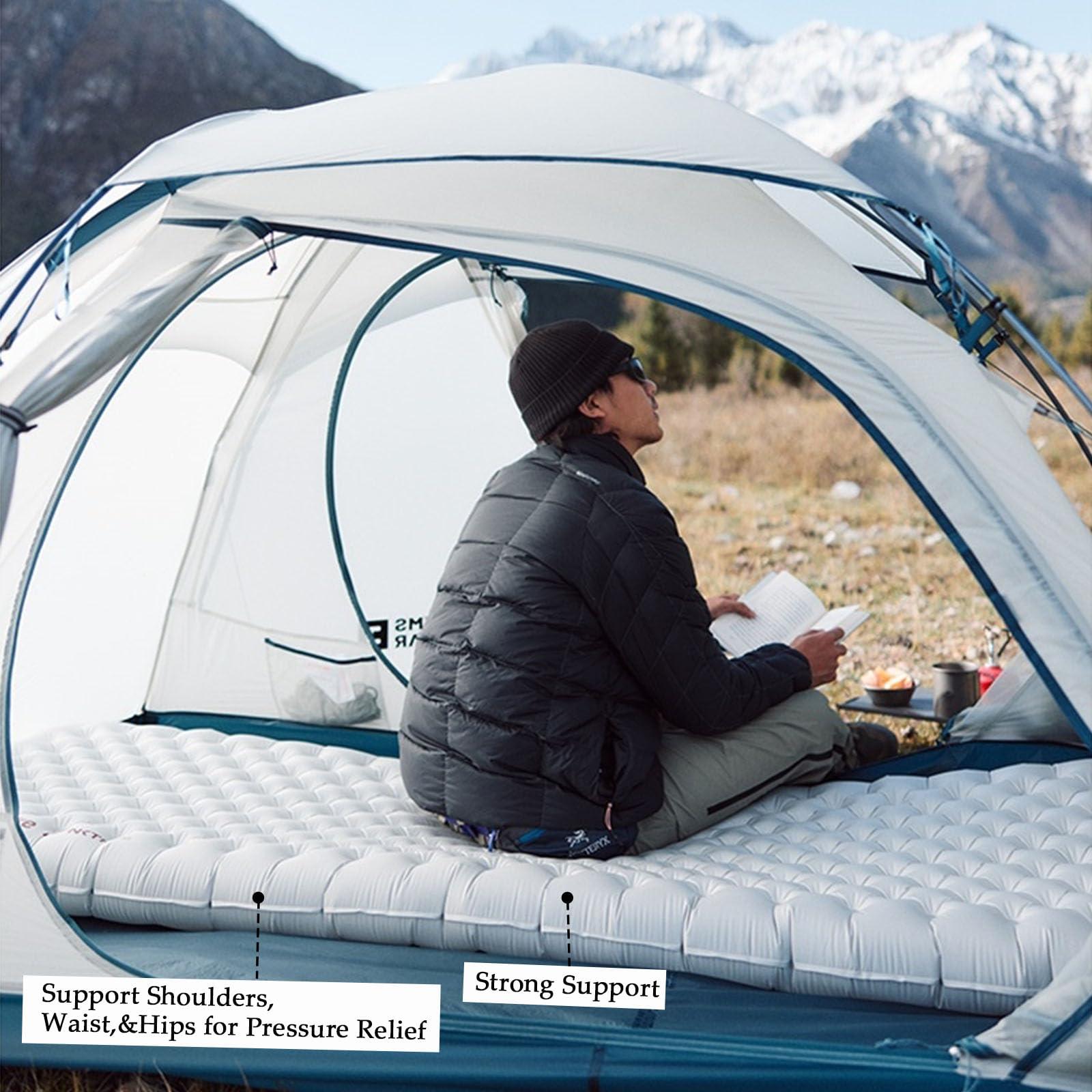 windhike windhike Naturehike 5.8/8.8 R-Value Camping Sleeping Pad,3.1"-4.7" Ultra-Thick,1-1.4LB Ultralight Camping Mat with Inflatable Bag,Backpacking Inflatable Foam Camping Mat for Car,Hiking