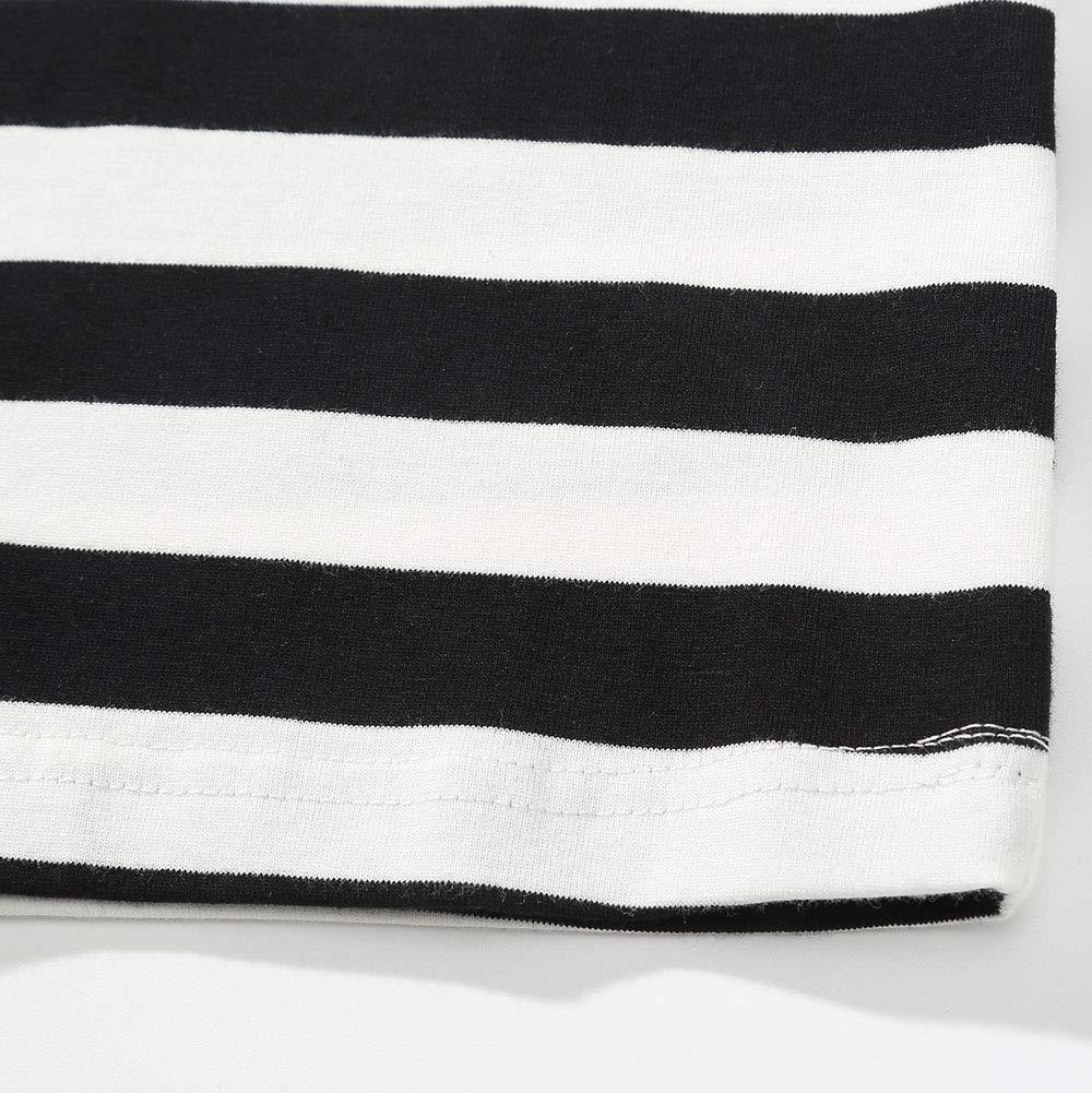 GRANDWISH Boys Black and White Striped T-Shirt, Short Sleeve Crewneck Tees Top Shirt Size 3T