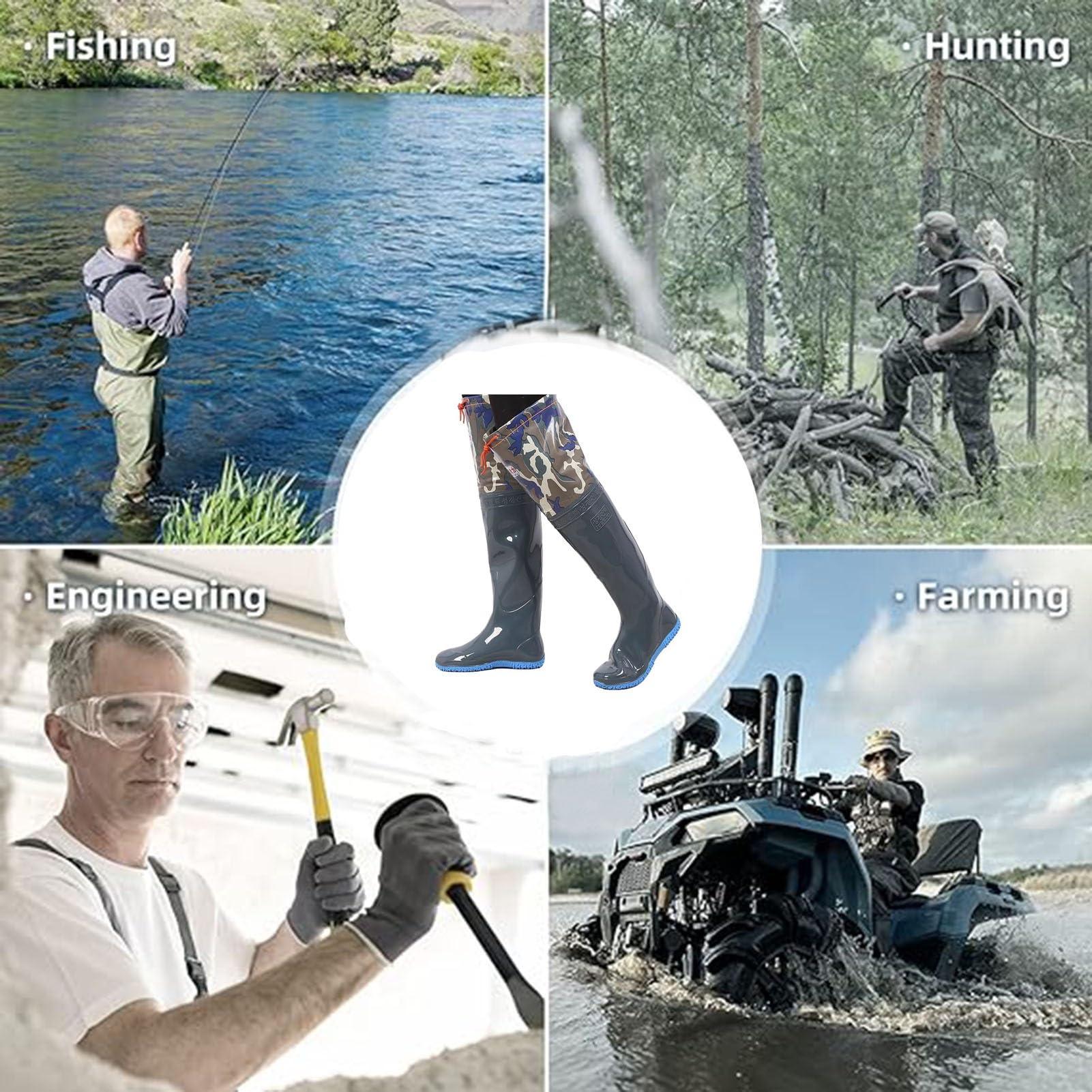 JCWGLY Men and Women Waterproof Fishing Waders for Outdoor Work and Hunting, 60cm High Knee Wading Boots No Leaks(7.5)