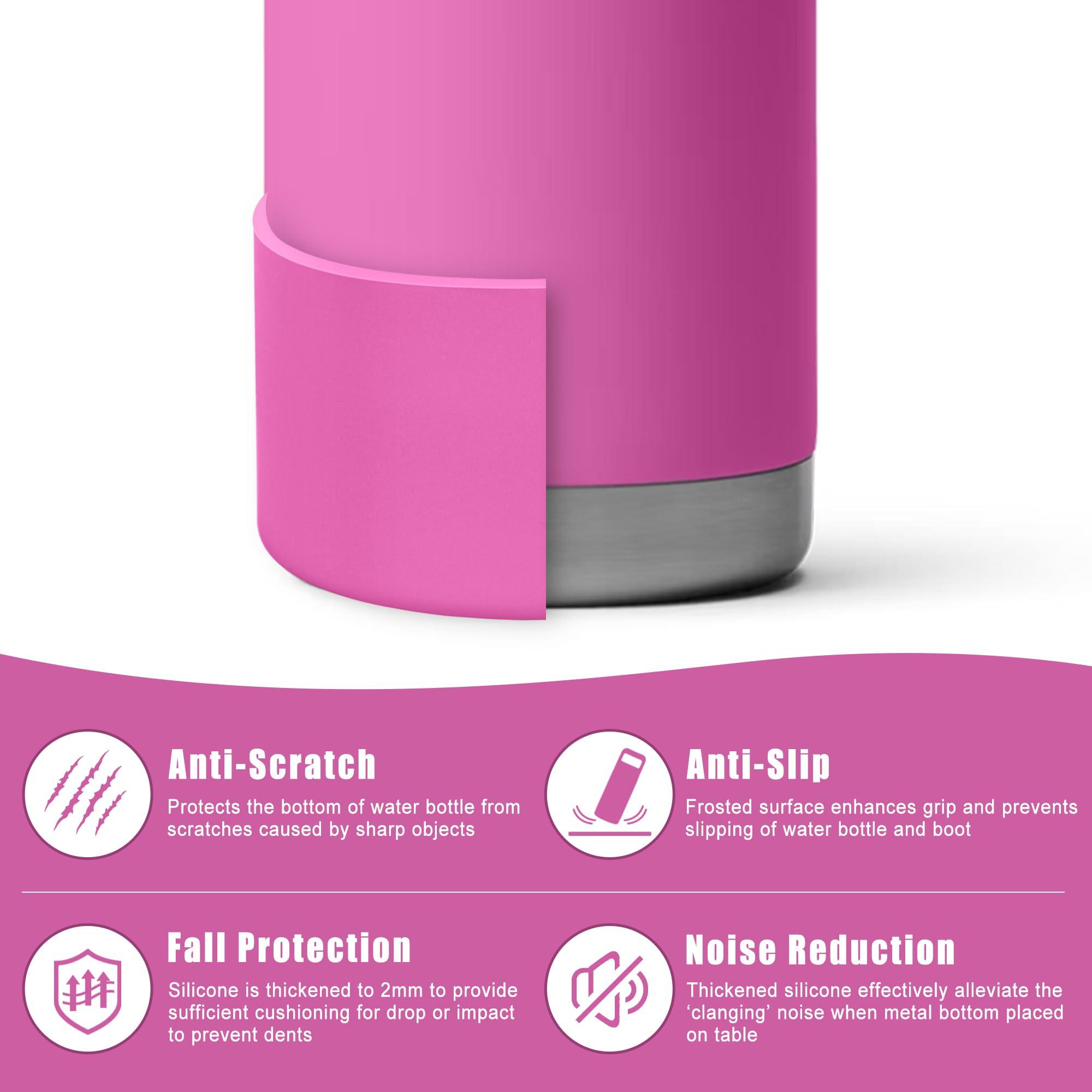 Mokoart Mokoart Silicone Boot Compatible with YETI Kids Water Bottle 12 oz and Rambler 18 oz Bottle, Anti-Slip Sleeve Bottom Protector Accessories for YETI Rambler 12/18oz (Wildflower Fuchsia)