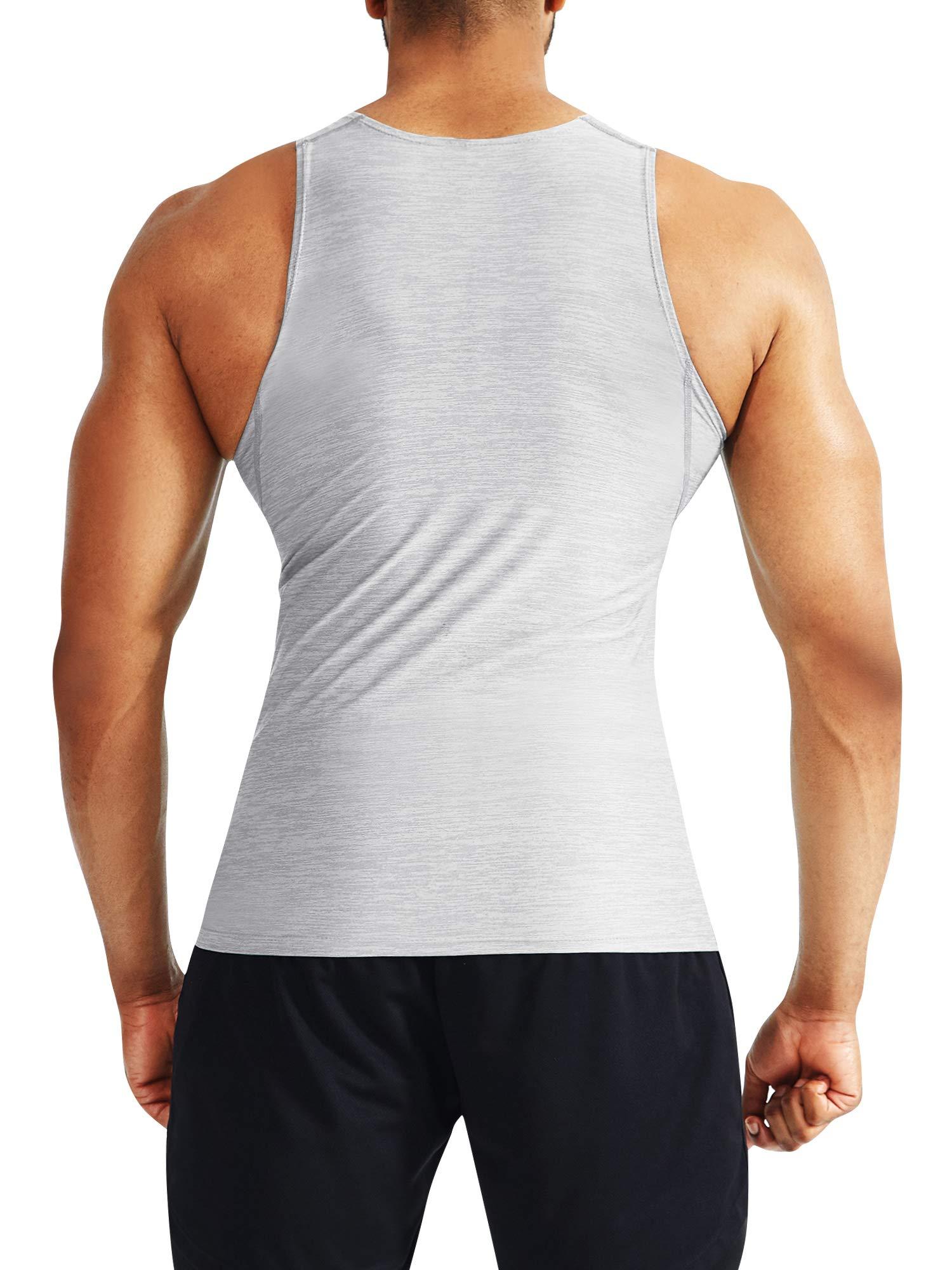 NELEUS NELEUS Men\'s 3 Pack Compression Tank Top Tight Muscle Shirts,5074,Light Grey,US XL,EU 2XL