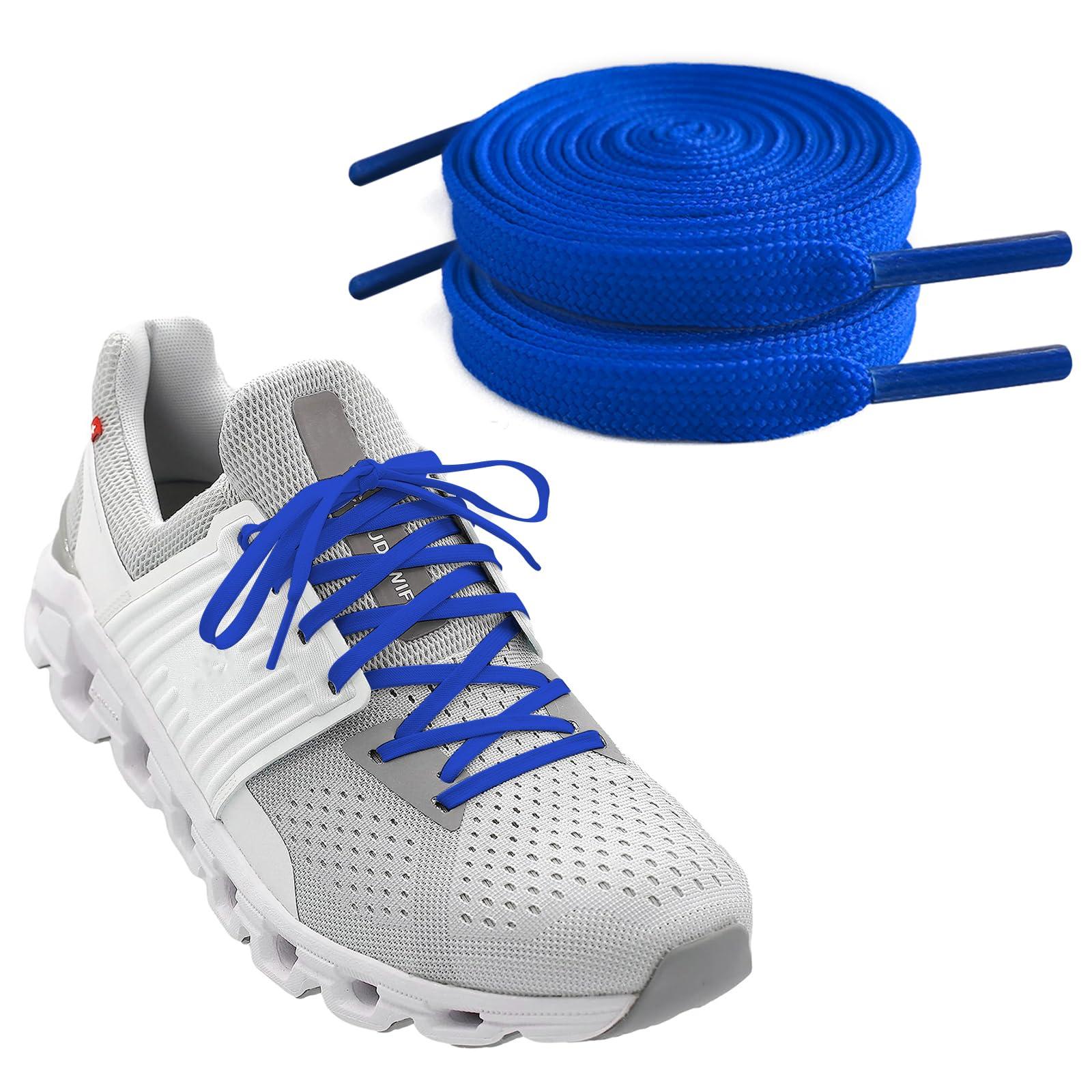 NDTEZUGT NDTEZUGT 1/4"(6mm) Flat Thin Shoe Laces, Original Athletic Shoelaces Shoe Strings Replacement Laces for Sneakers (Blue, 54''/140cm)
