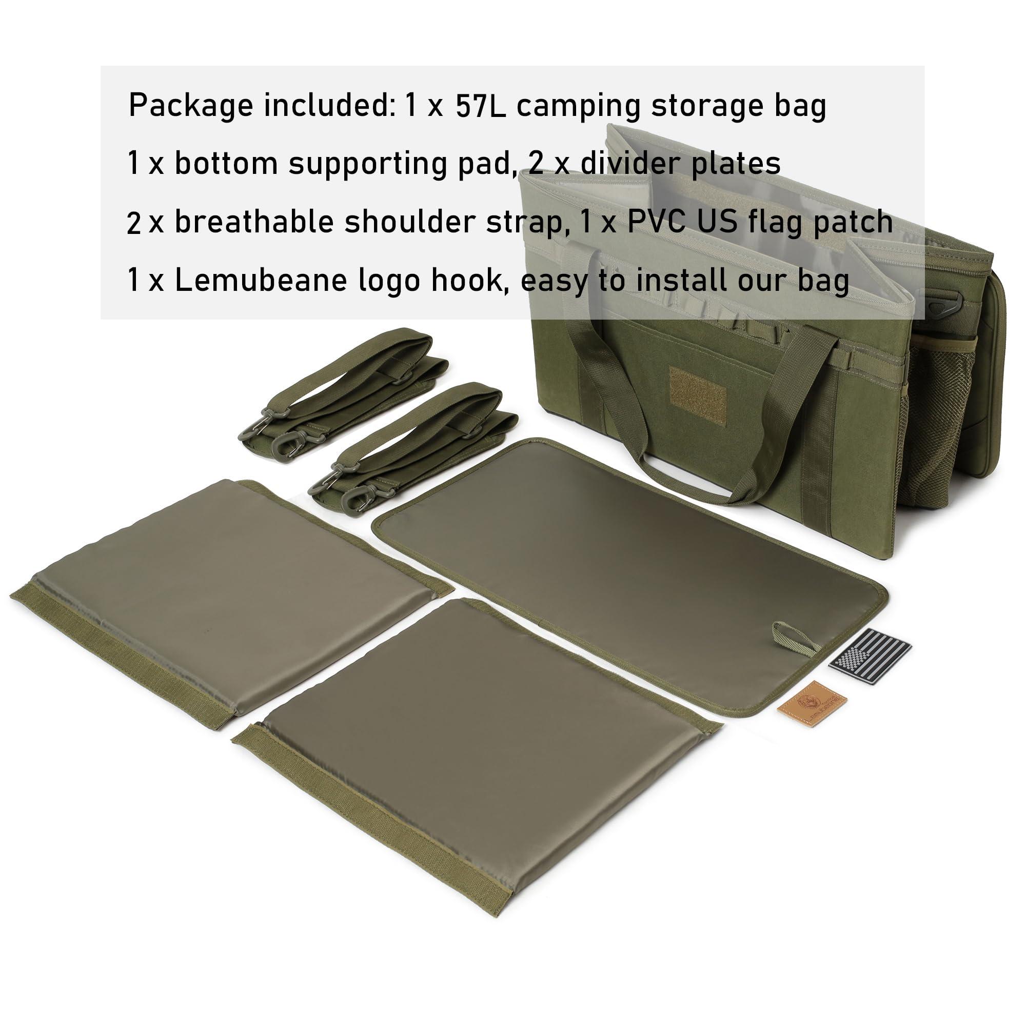 Lemubeane Lemubeane Tactical Camping Storage Bag Utility Tote Bag Organizer with Axe Holder & Shoulder Strap (OD Green, X-Large (57L))