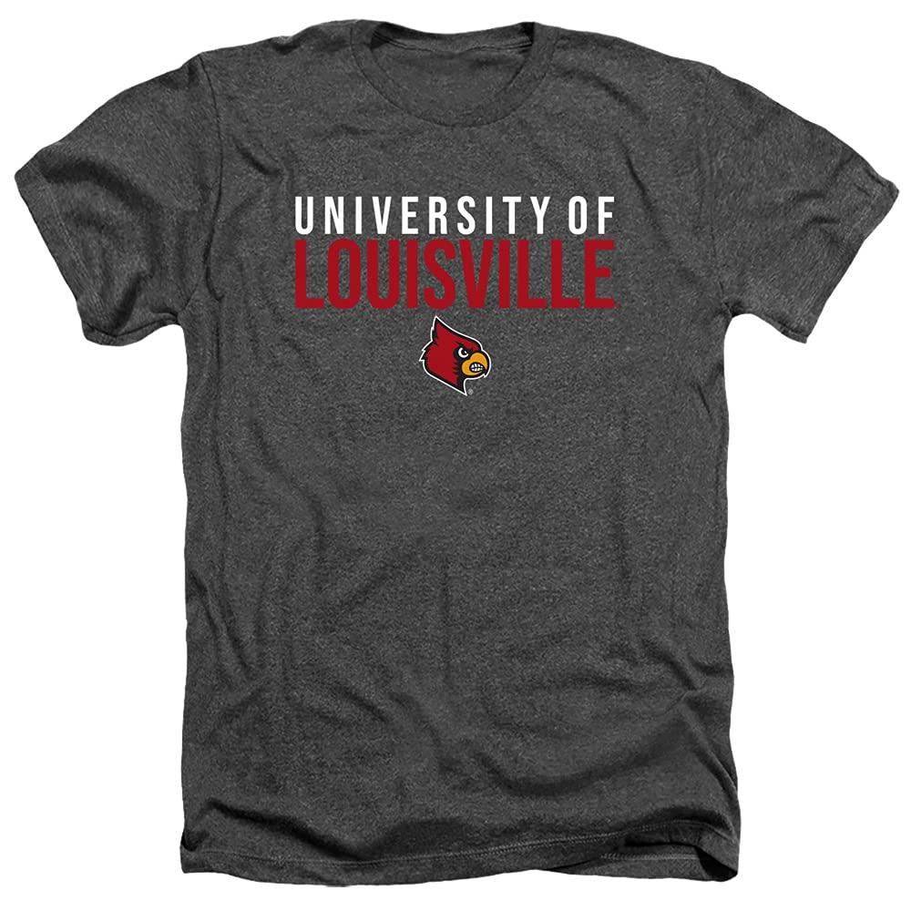 University of Louisville University of Louisville Official Stacked Unisex Adult Heather T Shirt,Charcoal Heather, 3X-Large