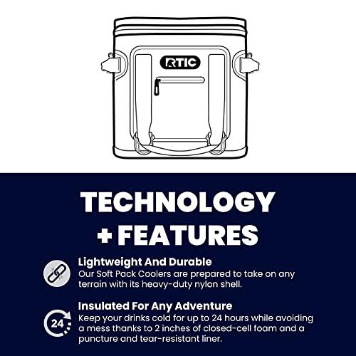 RTIC RTIC Soft Cooler 20 Can, Insulated Bag Portable Ice Chest Box for Lunch, Beach, Drink, Beverage, Travel, Camping, Picnic, Car, Trips, Floating Cooler Leak-Proof with Zipper, Blue/Grey