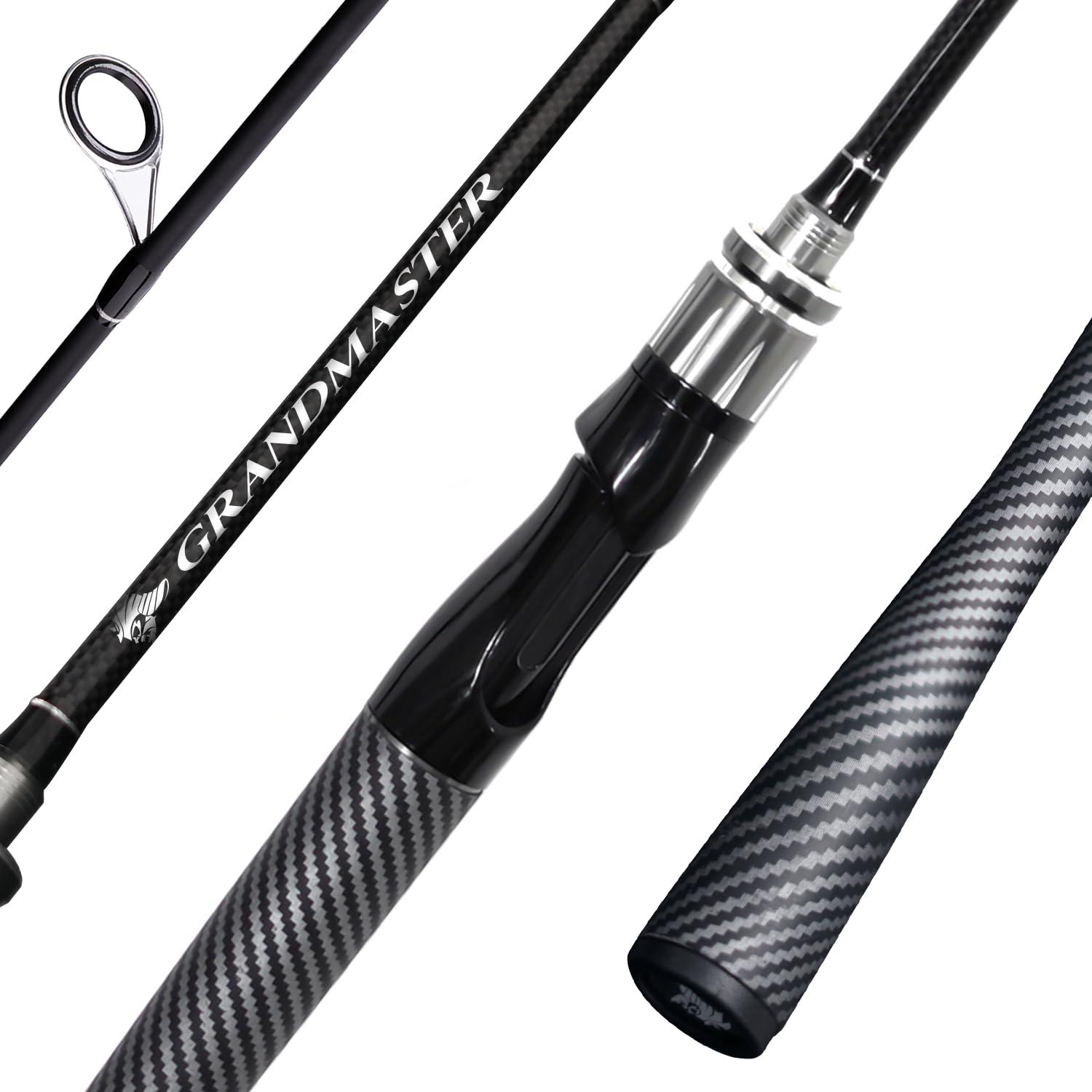 SEASIR SEASIR Grandmaster Fishing Rod, Portable Spinning/Bait-Caster Rod 2-Piece, Compact Fishing Rod, Travel Surf Rod Medium-Fast, Carbon Fiber Fishing Pole for Saltwater Freshwater Trout Bass
