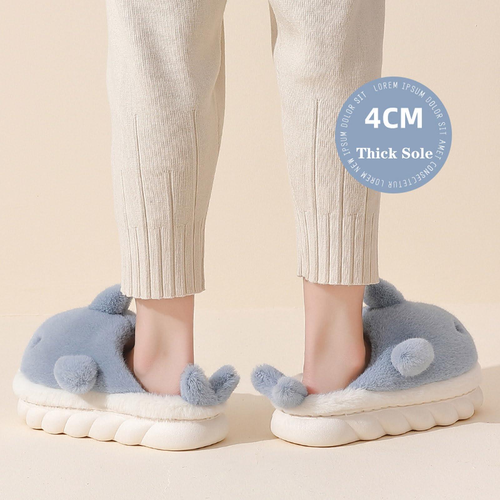 Jfxgjuv Jfxgjuv Shark Cotton Slippers, Shark Fuzzy Slippers Fluffy Shark Slippers Cartoon Cute Animals Plush Warm Home Shoes, Winter Indoor Outdoor Slippers for Women Men (White,10.5-11.5 Women/8.5-9.5 Men)