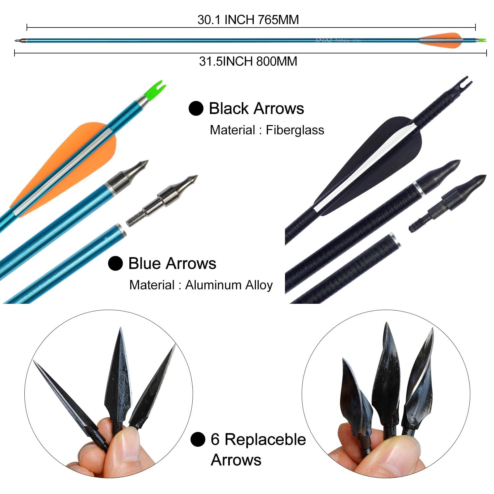 D&Q D&Q Bow and Arrow for Adults Takedown Recurve Bows Hunting Bow Archery Set Adult Longbows Kit 56\" 30-50lb Right Hand Bow Aluminum Alloy Riser for Beginner and Professional Hunting ShootingBlack,45lb