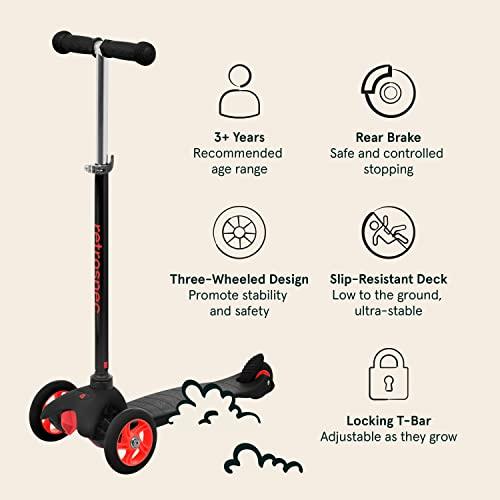 Retrospec Retrospec Chipmunk Kick 3 Wheel Scooter for Kids, Toddlers, Girls & Boys - Padded Handlebars, PU Wheels, & Extra Wide Non-Slip Deck - Children 5 Years & Up - Ladybug