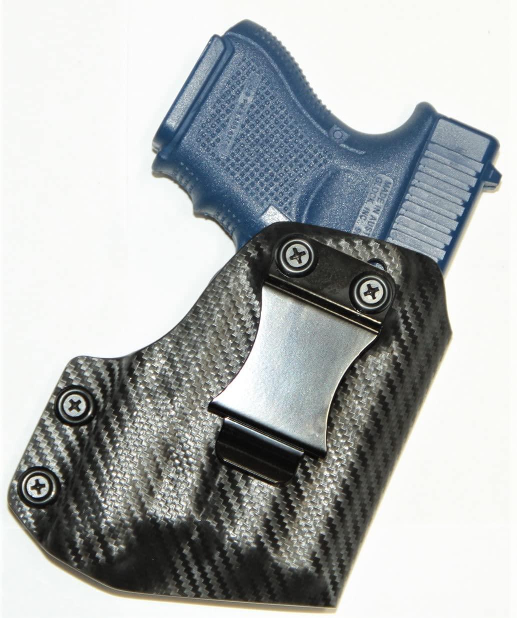 NineFit Basics REVKEL Custom Kydex Molded IWB Holster Compatible with Glock 26/27/33 w/Recover Tactical Rail & Olight Baldr S. Left Hand Draw. Black, Hand Crafted in The USA.