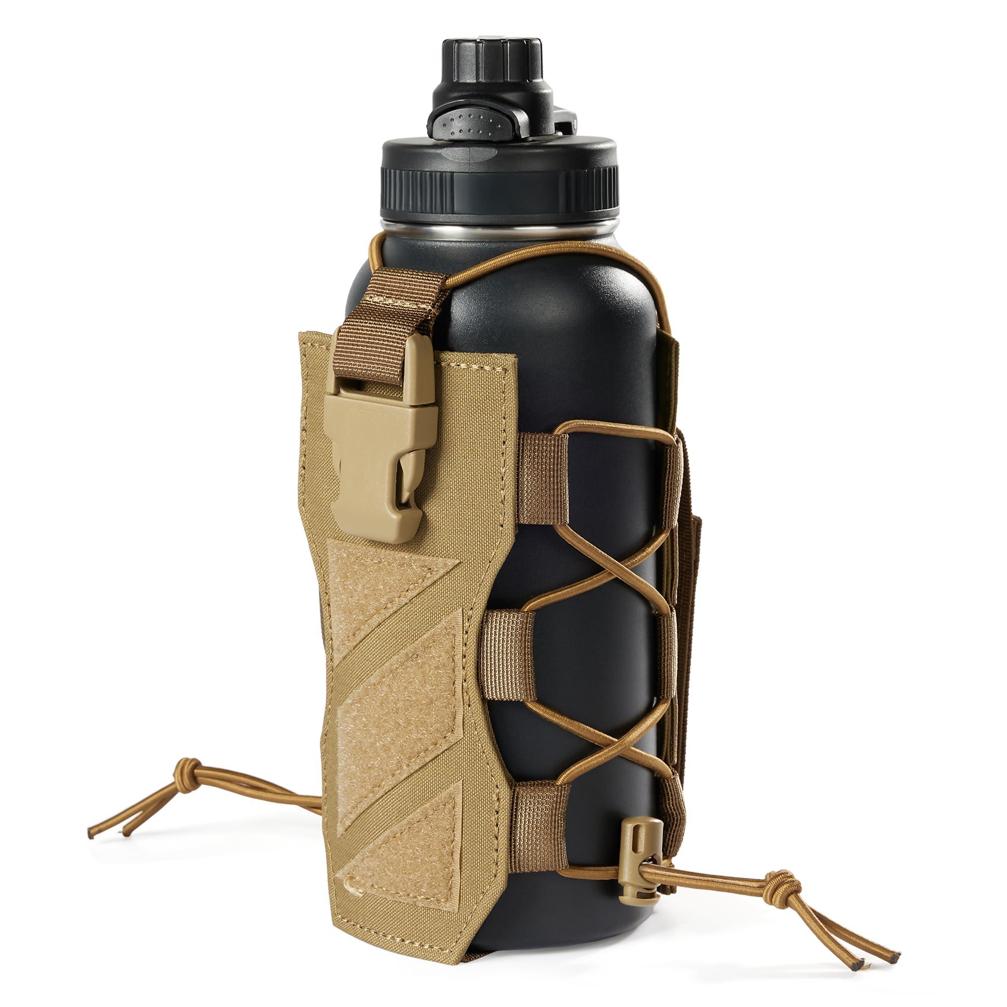 OneTigris OneTigris HUNTERZ Water Bottle Holster, Adjustable 10 to 32oz Hydration Flasks Holder Carrier for Hydro Flask & Nalgene & Contigo Bottle, Brown